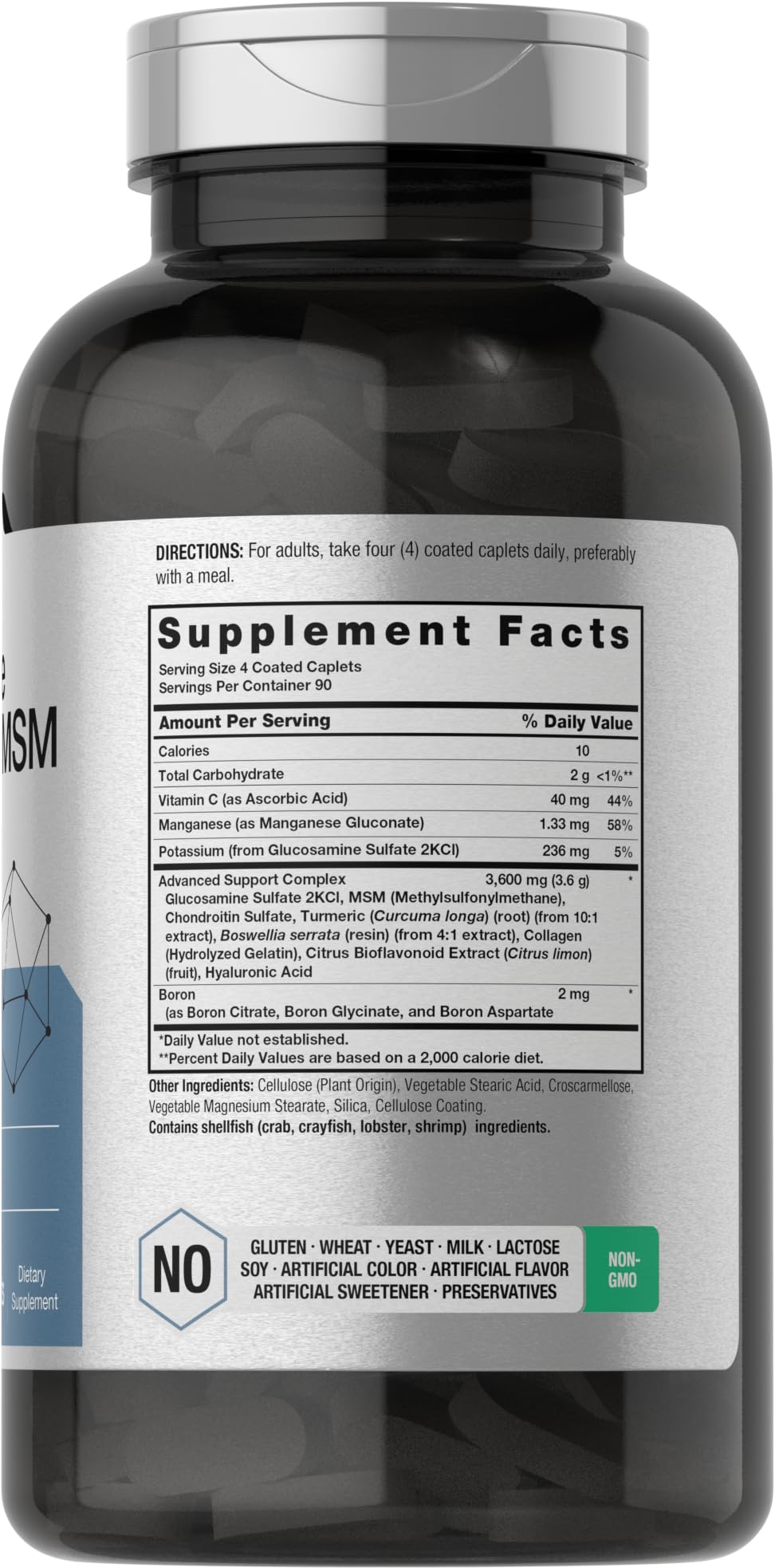 Front view of Horbäach Glucosamine Chondroitin MSM bottle