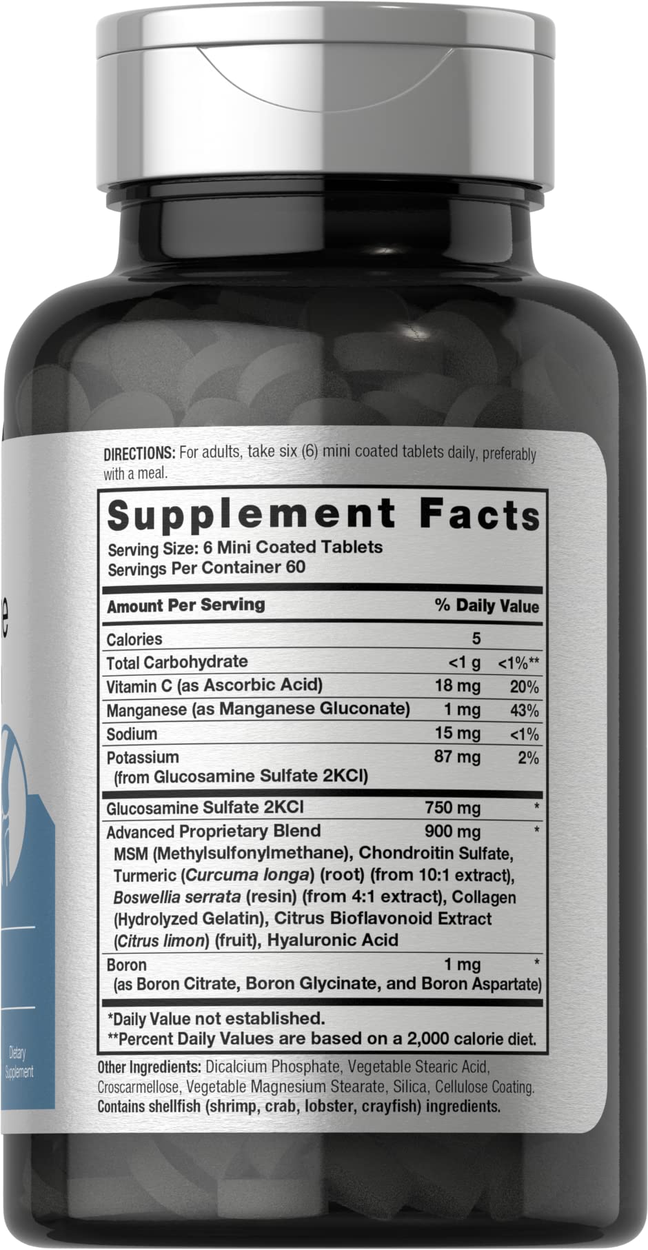 Supplement facts panel for Horbäach Glucosamine Chondroitin MSM Turmeric