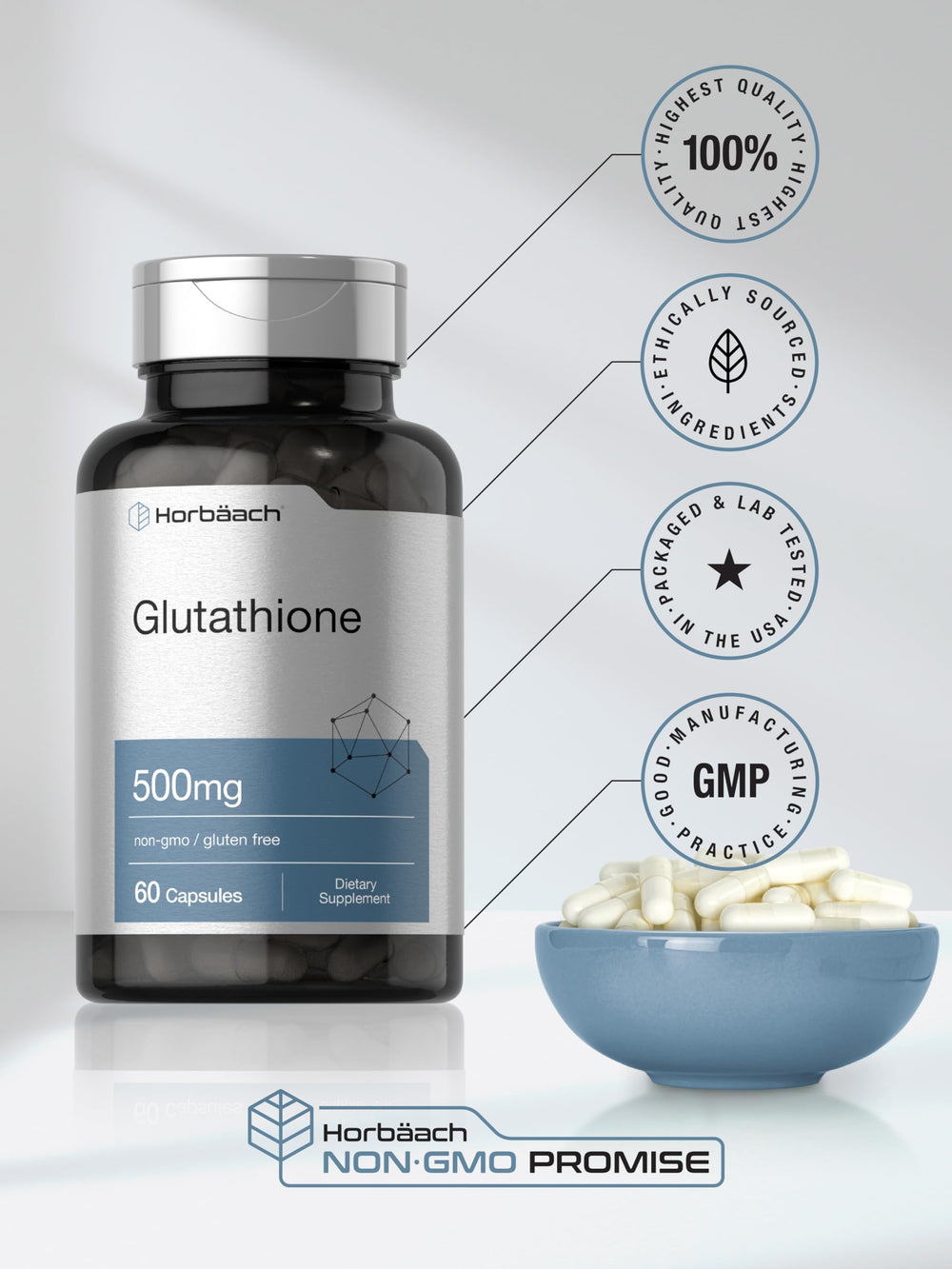 Product packaging box for Horbaach Glutathione 500 mg
