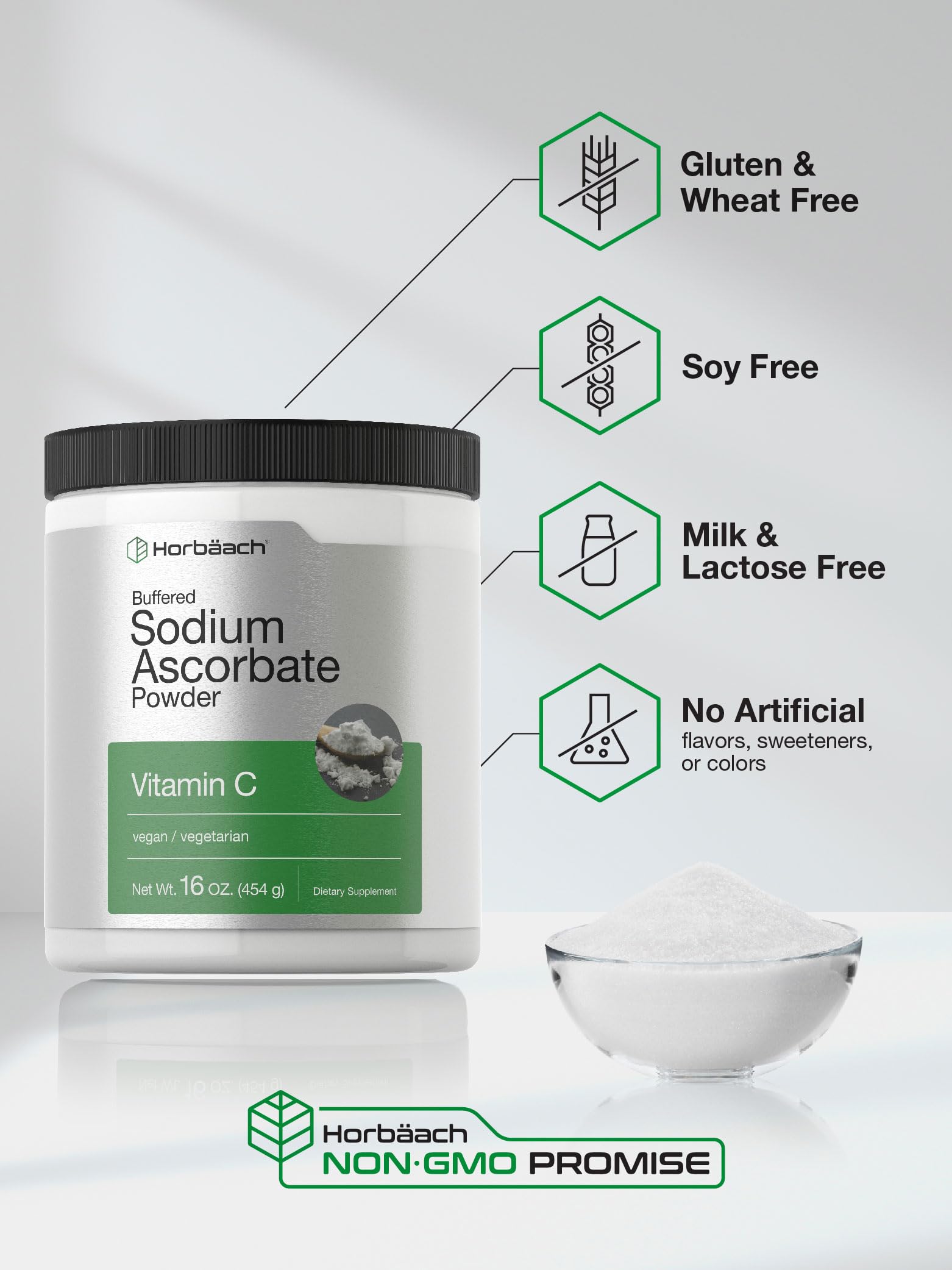 Gluten-free vegan non-GMO Vitamin C powder image