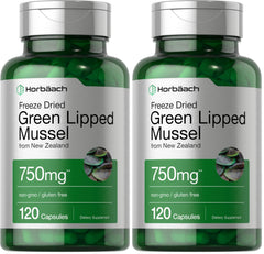 Horbäach Green Lipped Mussel 750 mg bottle – 120 capsules, New Zealand origin