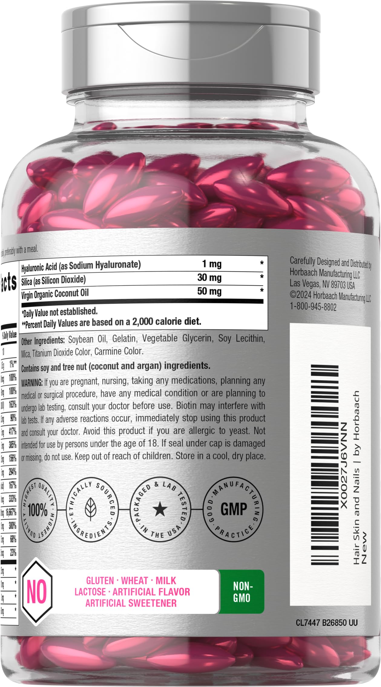 Softgel capsules with Argan oil and Coconut oil ingredients