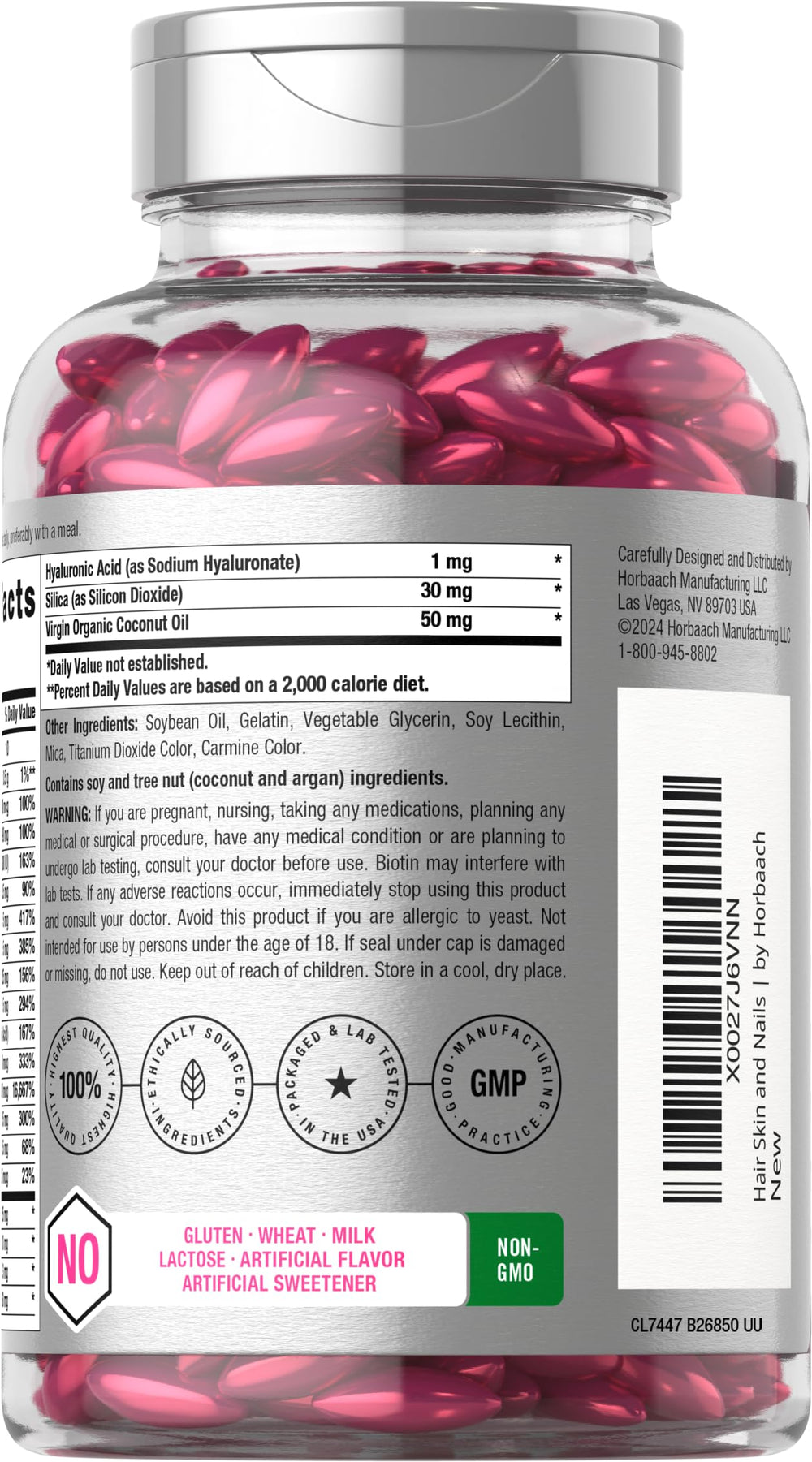 Softgel capsules with Argan oil and Coconut oil ingredients