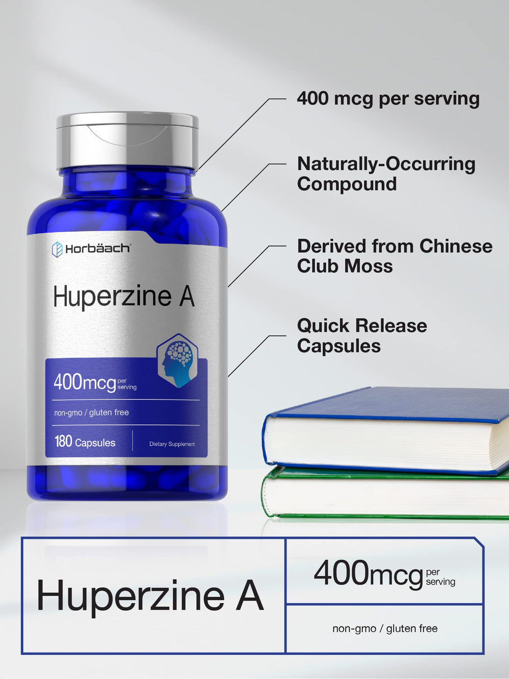Close-up of quick-release Huperzine A capsules
