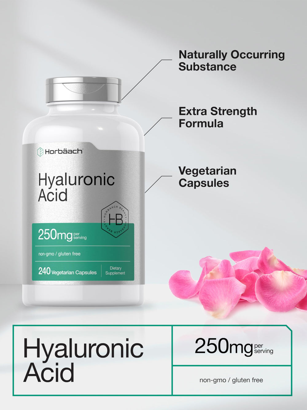 Ingredient panel for Horbaach Hyaluronic Acid capsules
