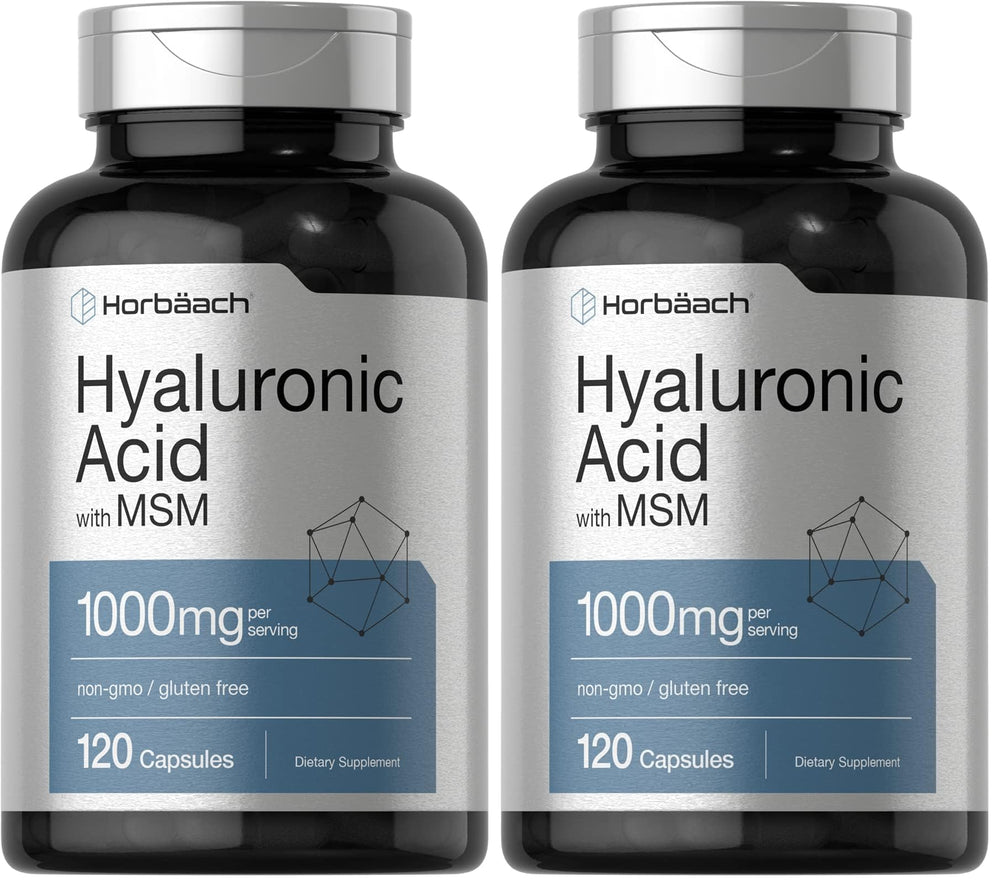 Horbäach Hyaluronic Acid with MSM bottle – 1000 mg, 120 capsules