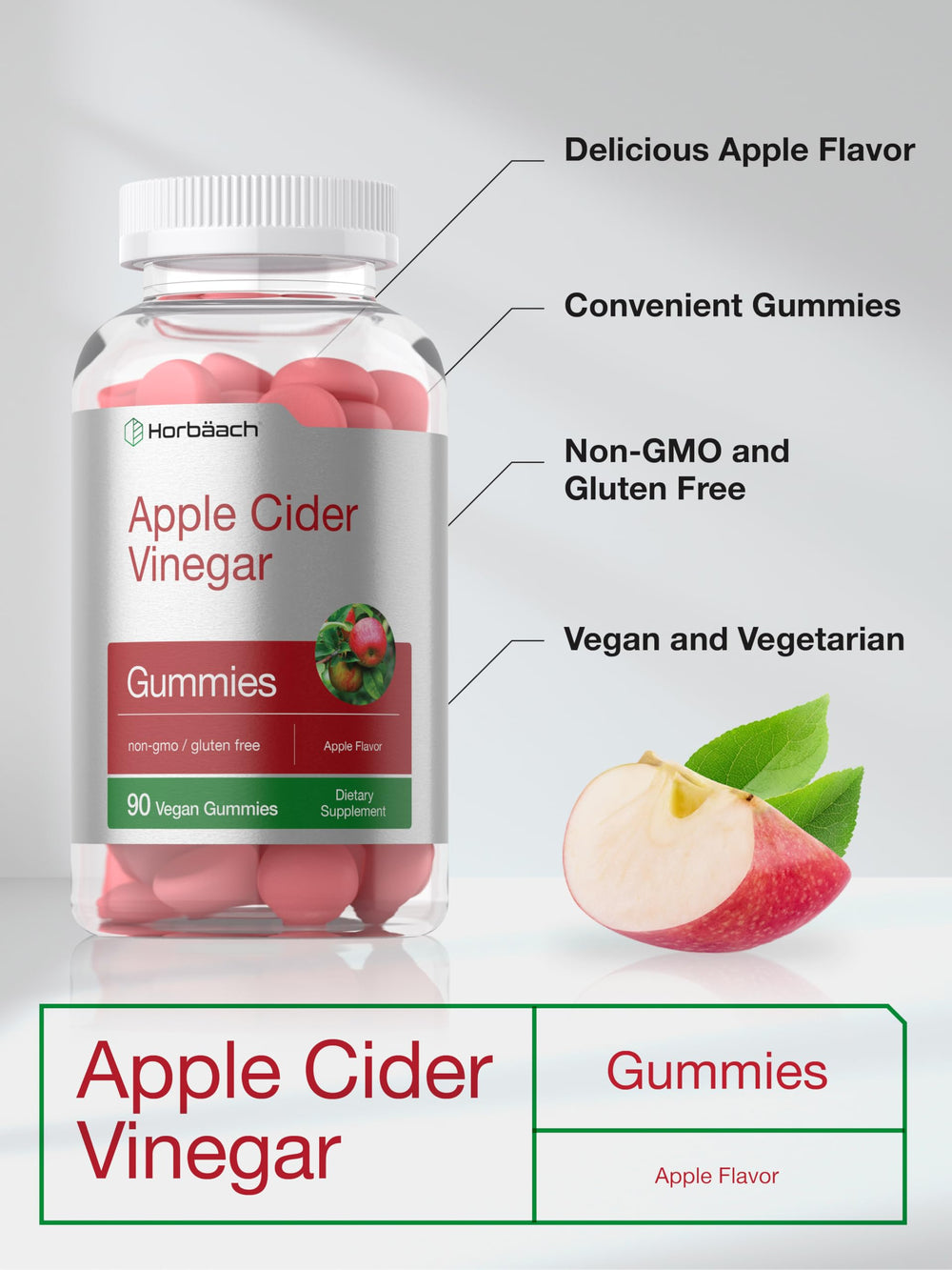 Horbäach ingredient label close view confirming vegan, non-GMO and allergen-free benefits