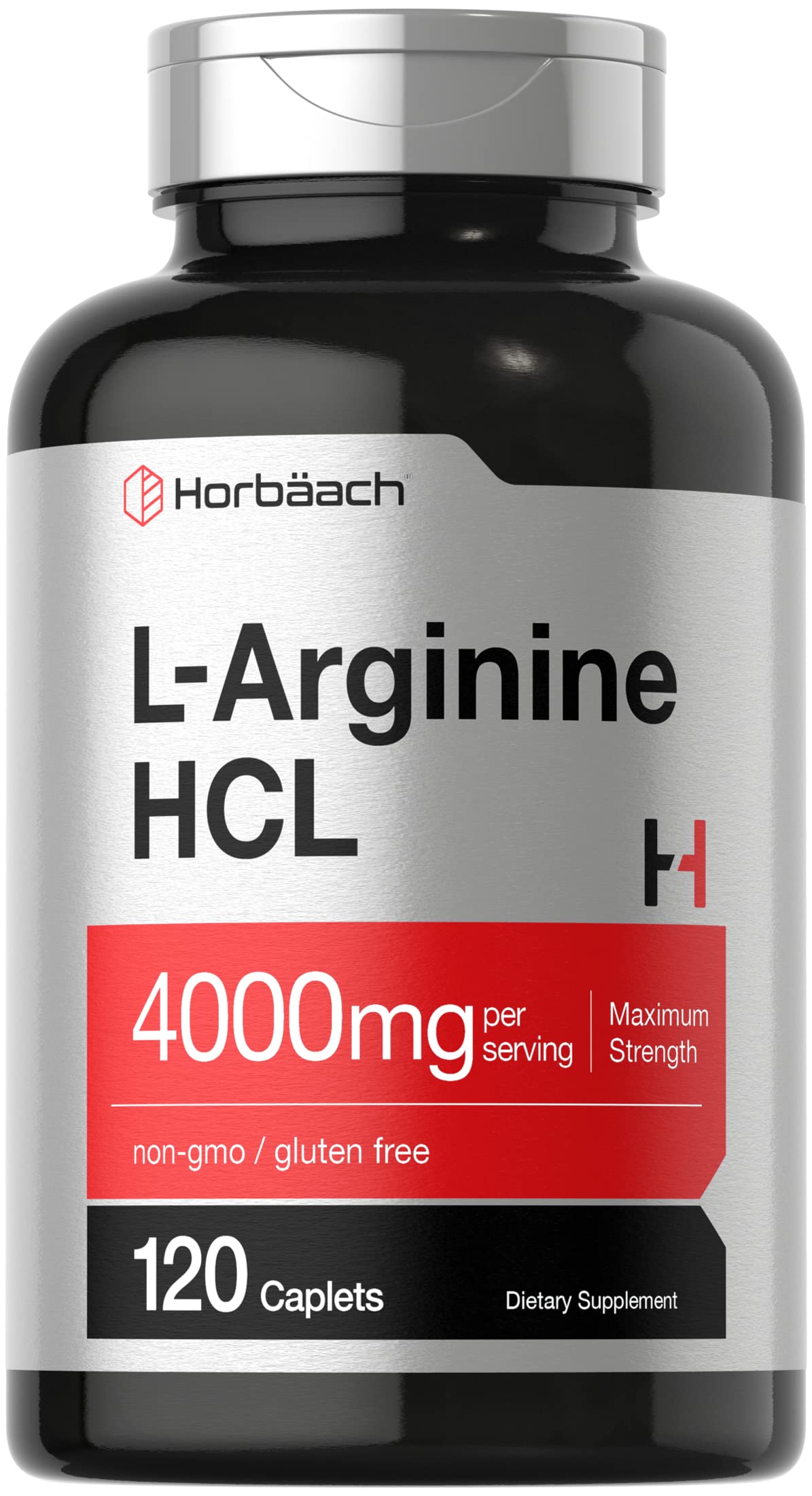 Front of Horbaach L-Arginine 4000mg 120-caplet bottle