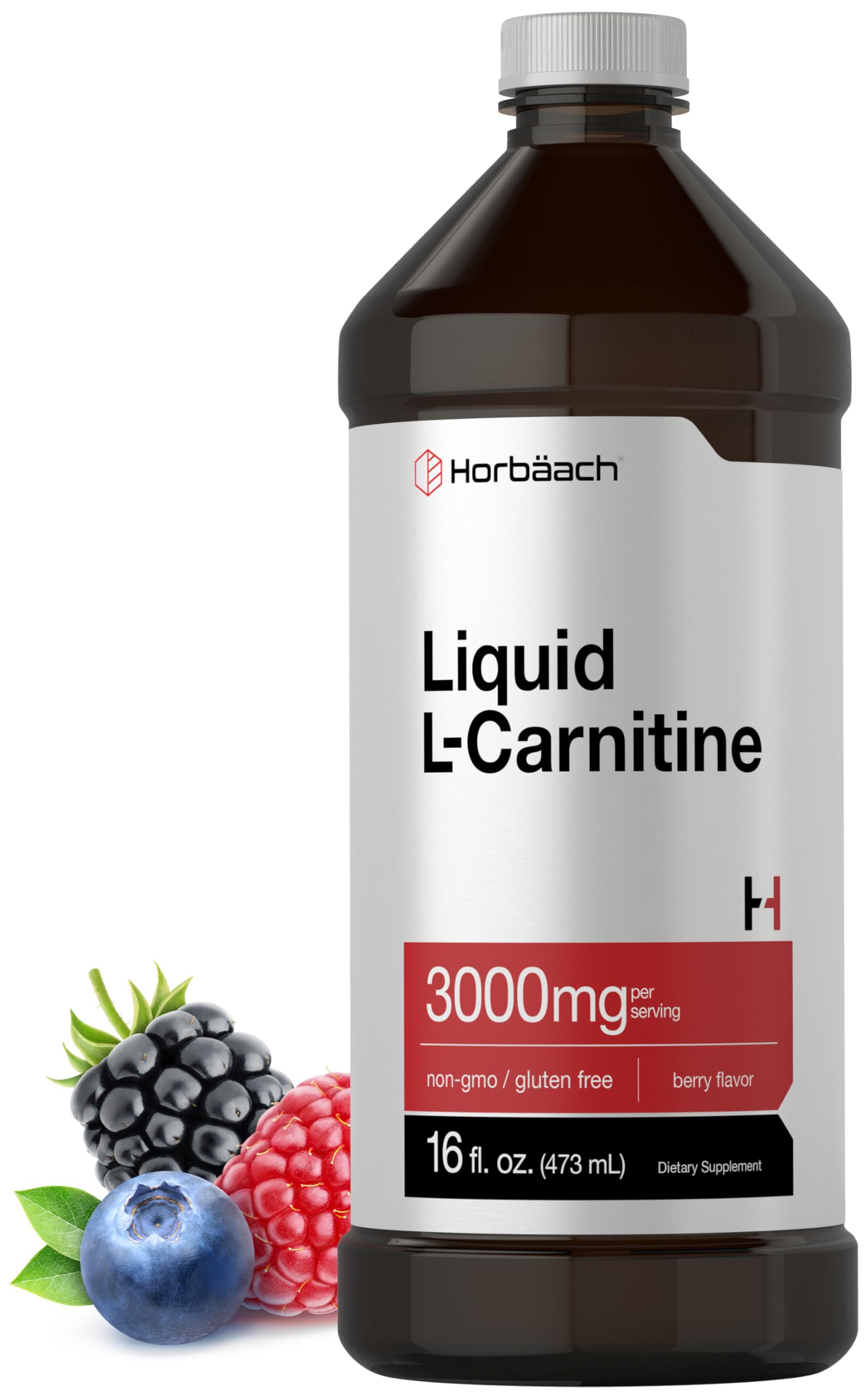 Horbäach L-Carnitine Liquid bottle in berry flavor for easy daily use.
