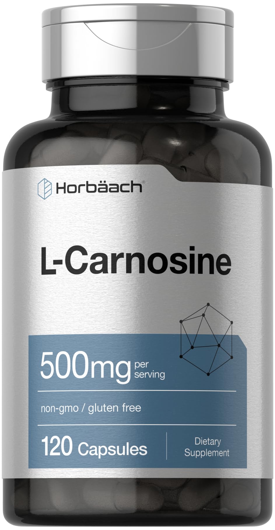 Horbäach L-Carnosine 500mg capsules ready for daily antioxidant support