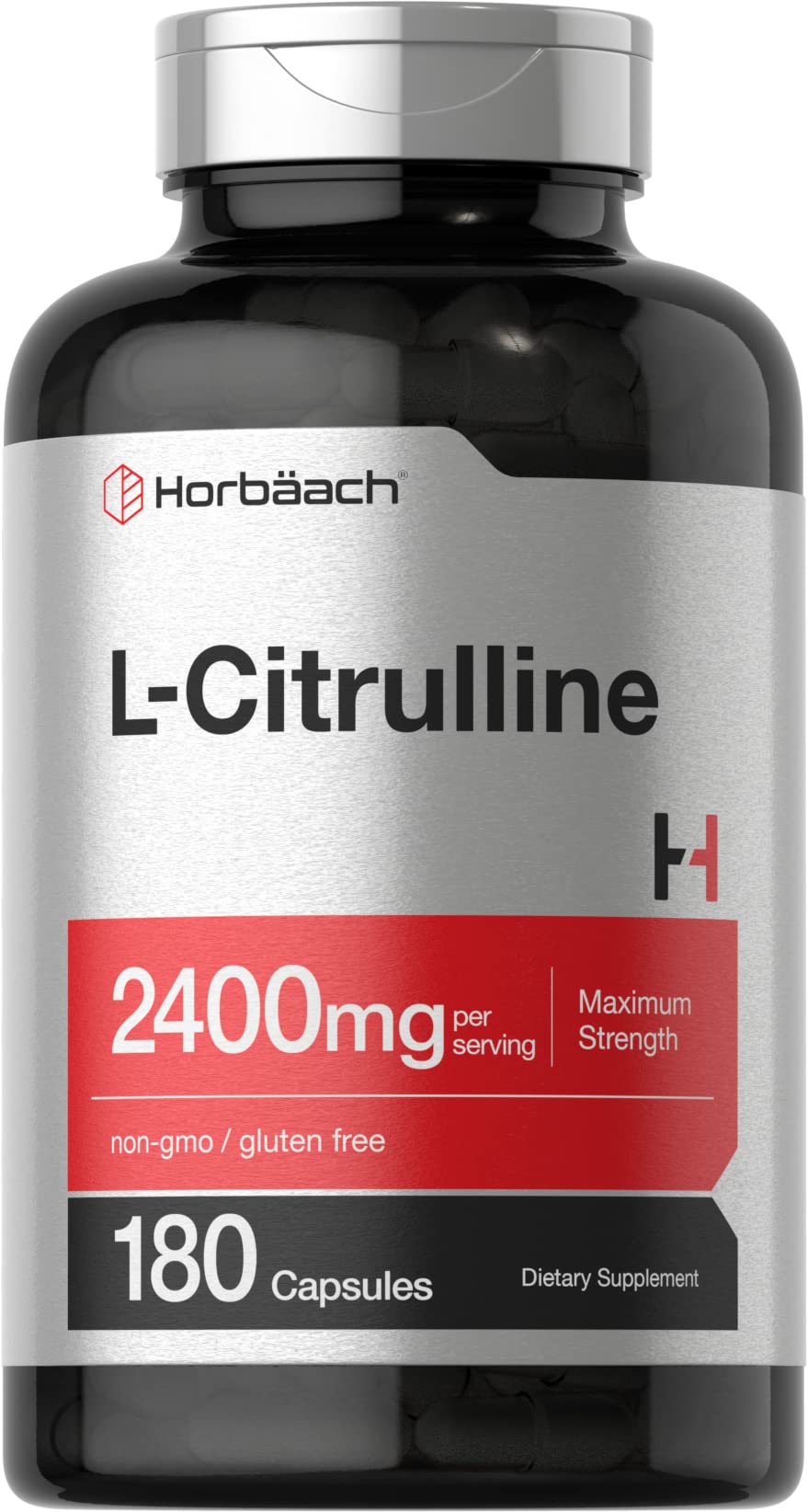 Horbaach L-Citrulline supplement bottle with 180 capsules