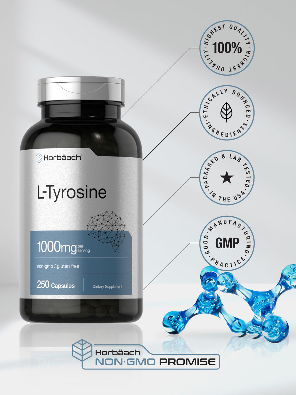 L-Tyrosine quick-release capsules ready to take