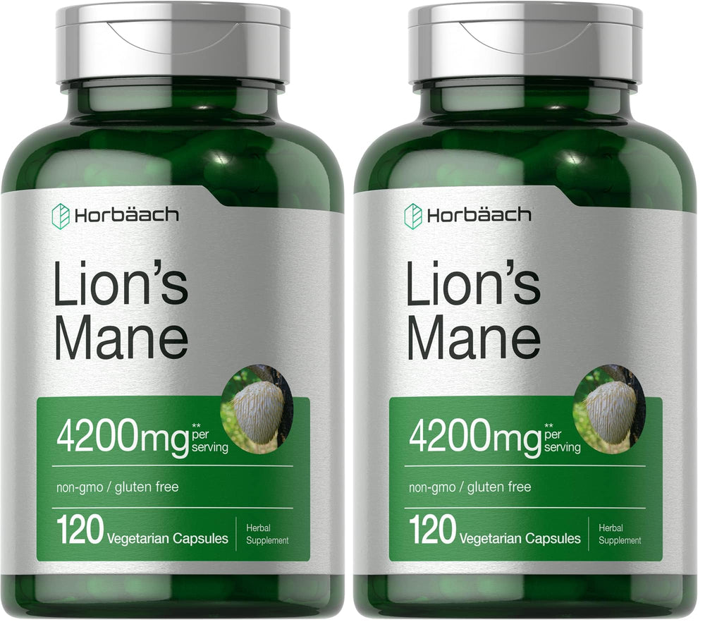 Horbaach Lion's Mane Mushroom Extract bottle - 120 capsules
