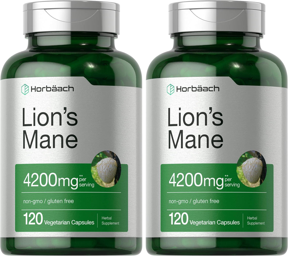 Horbaach Lion's Mane Mushroom Extract bottle - 120 capsules