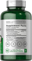 Close-up of Lions Mane supplement bottle label