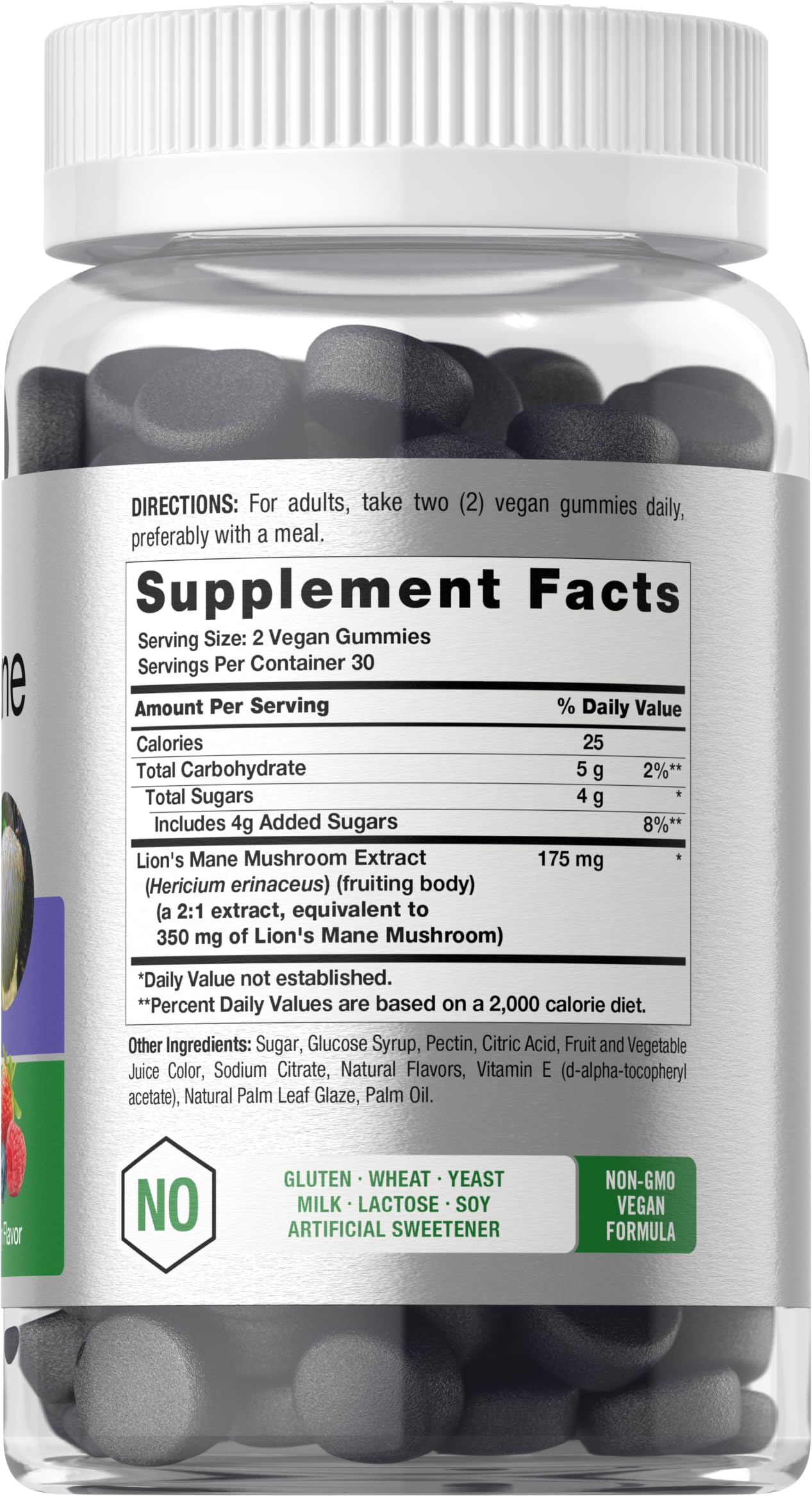 Close-up of berry-flavored Lion's Mane vegan gummies