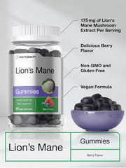 Front label of Horbaach Lion's Mane supplement—non-GMO, gluten-free