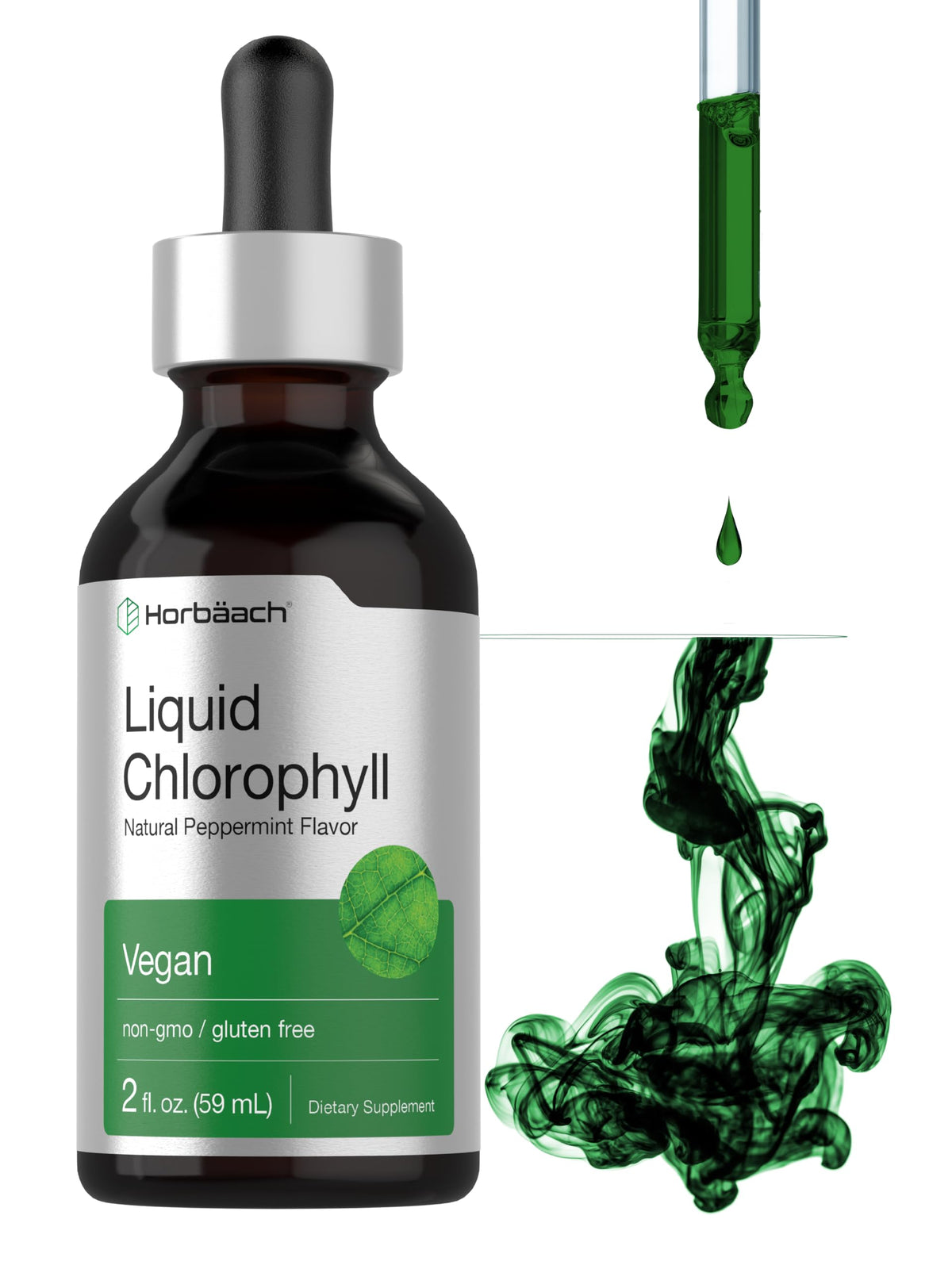 Bottle of Horbäach Liquid Chlorophyll Drops, 2 oz