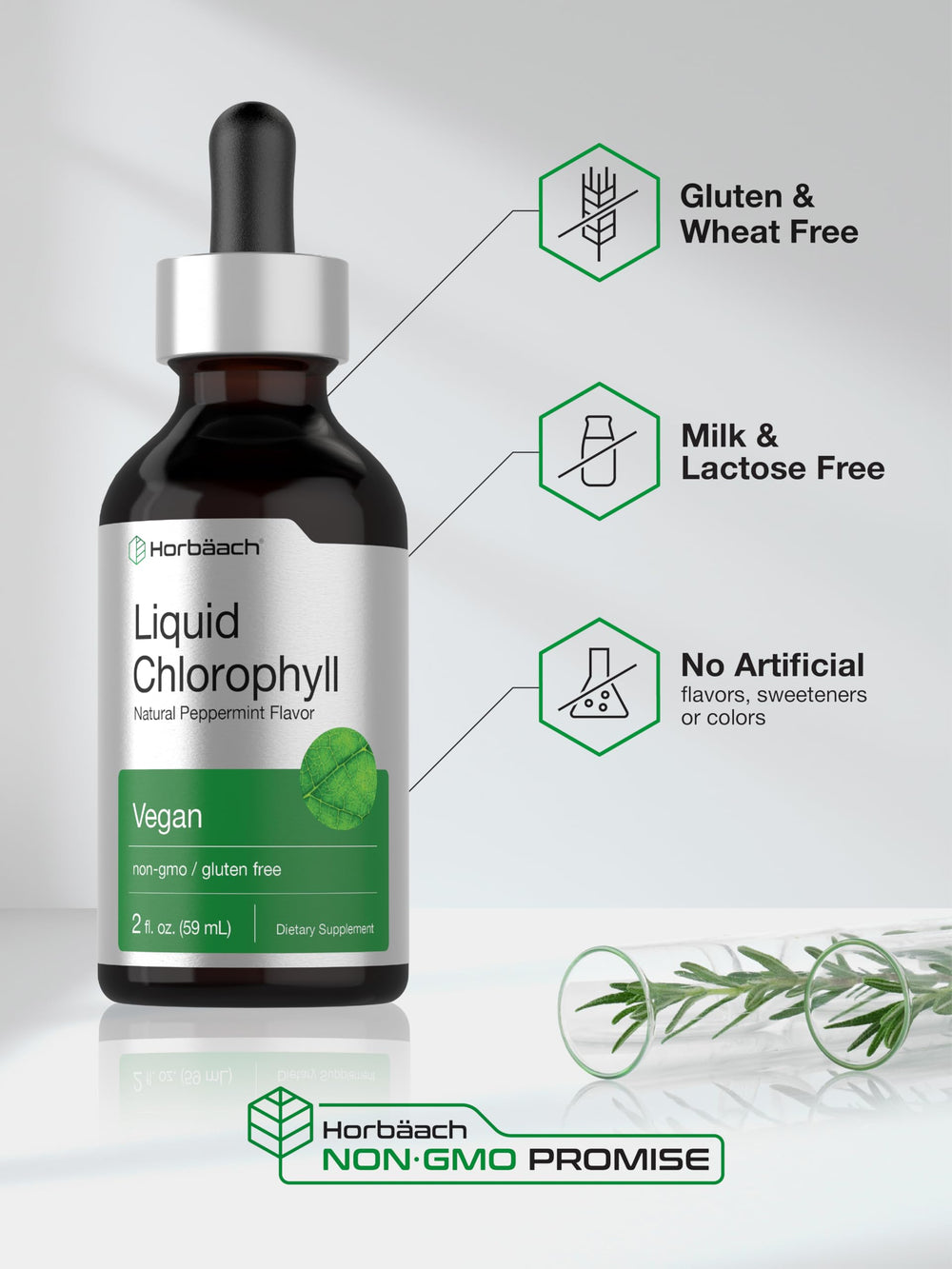 Laboratory tested ingredients for Horbäach Chlorophyll Drops