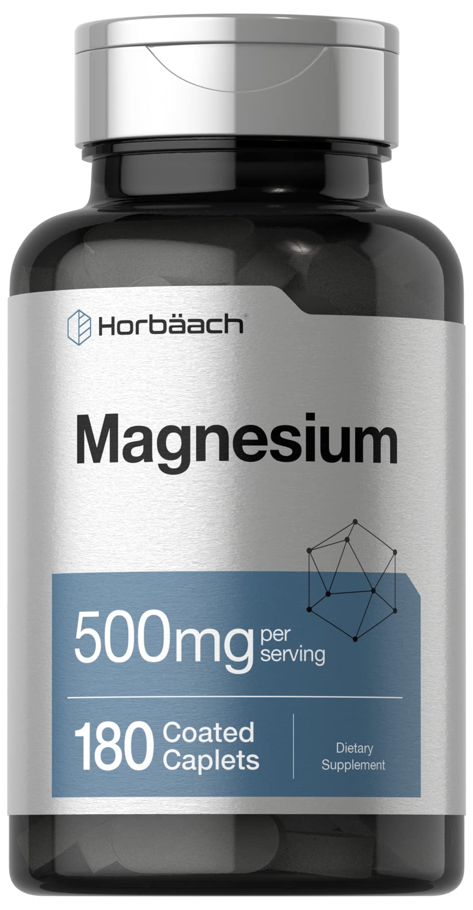 Horbäach Magnesium 500mg bottle with 180 vegetarian caplets