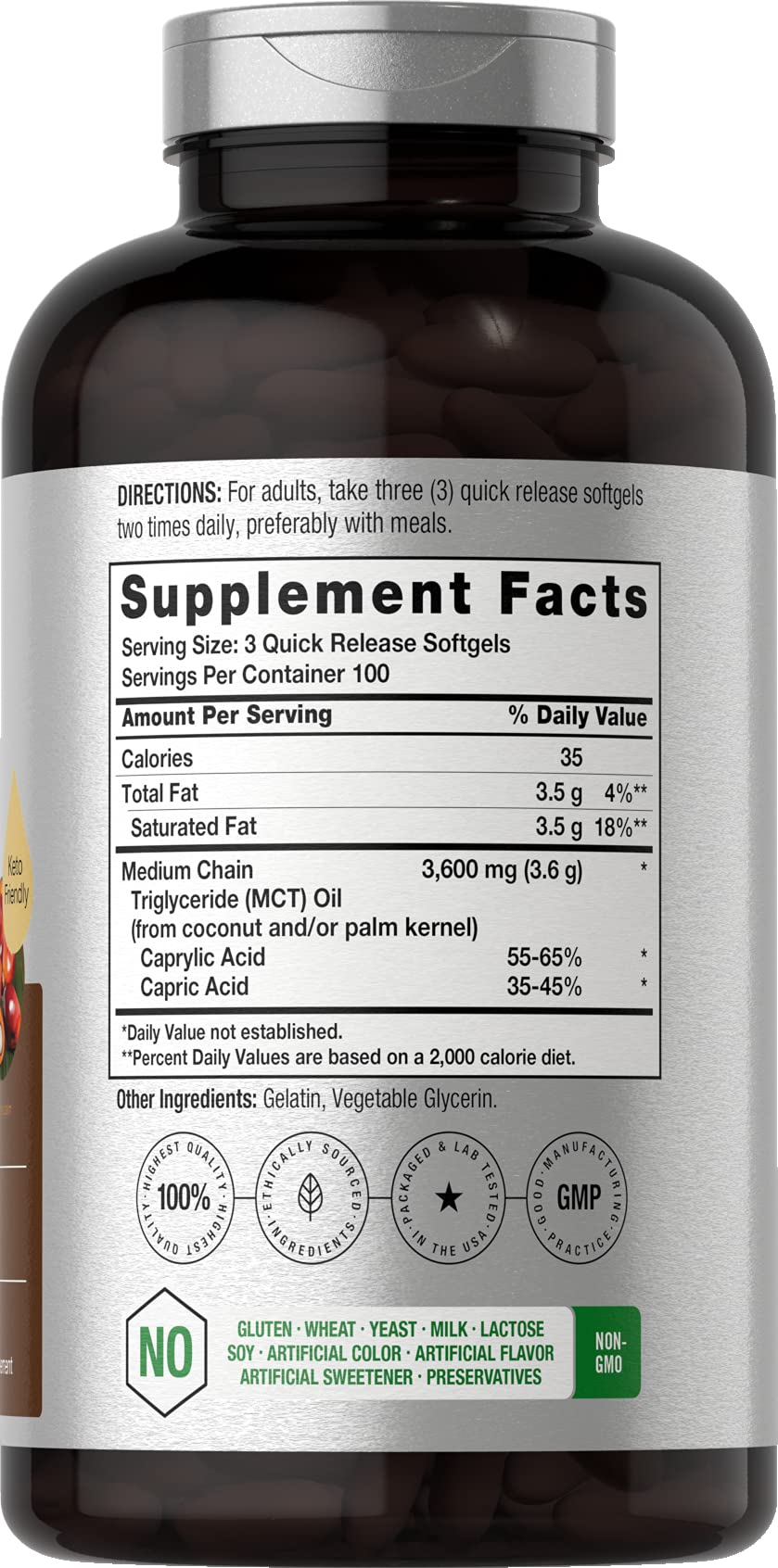 Softgels close-up showing MCT Oil pills