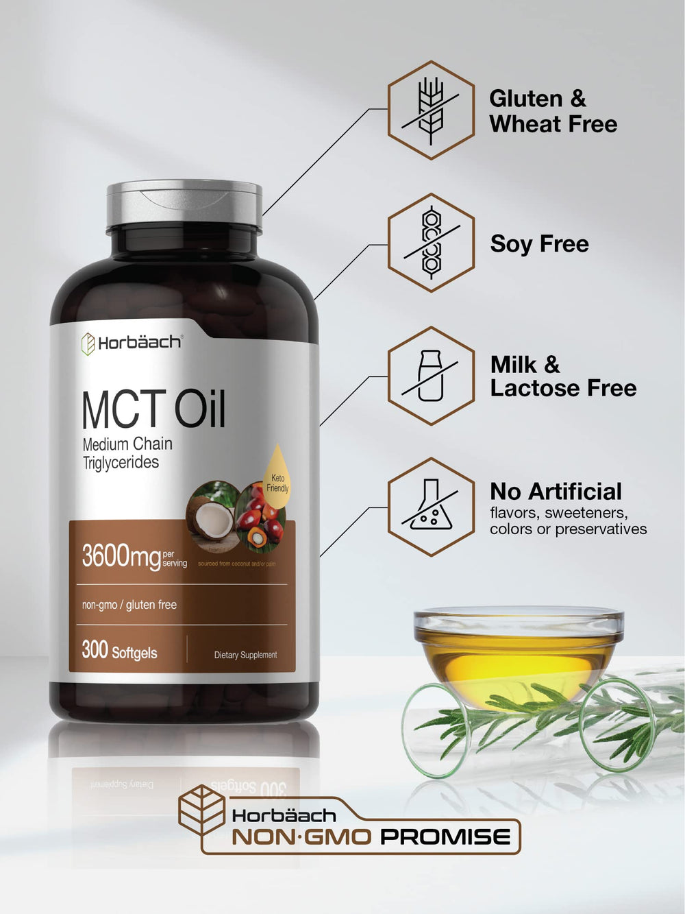Label highlighting Caprylic and Capric acids in MCT Oil Pills
