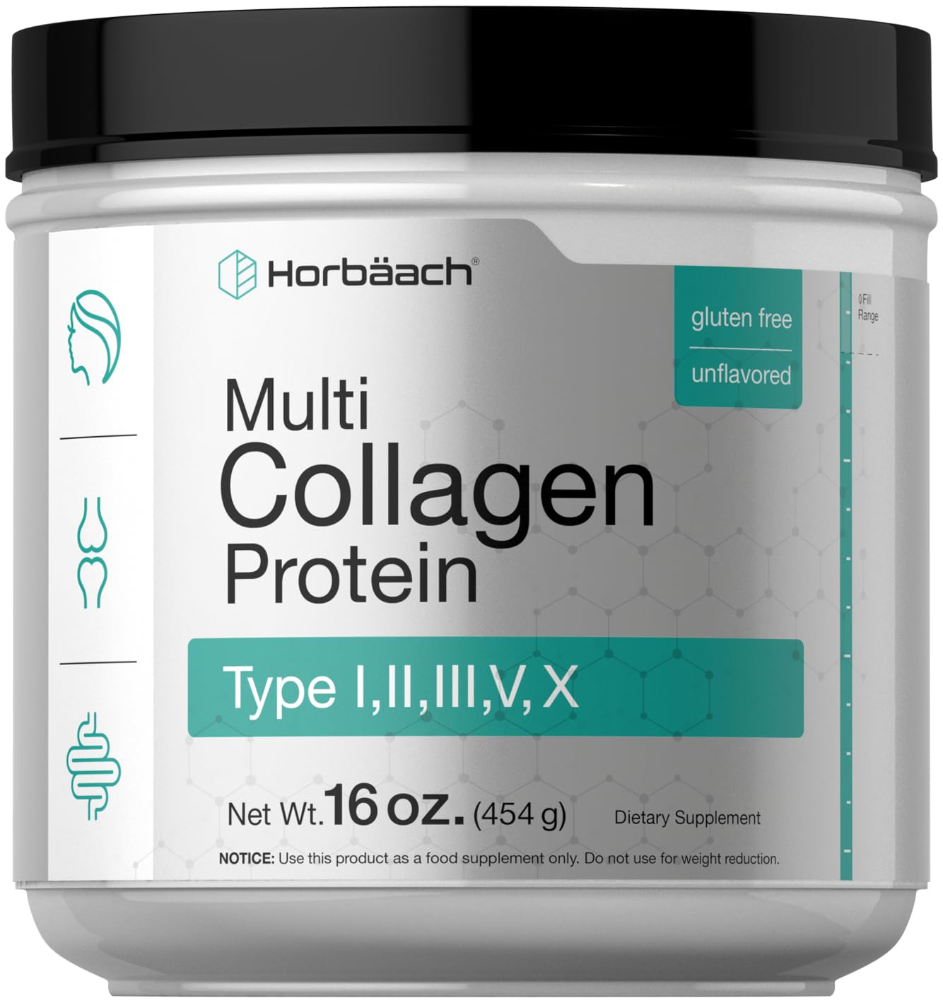 Horbaach Multi Collagen Protein Powder 16 oz front label