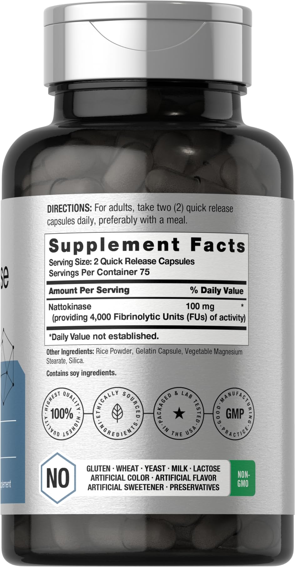 Close-up of Nattokinase 4000 FU capsules