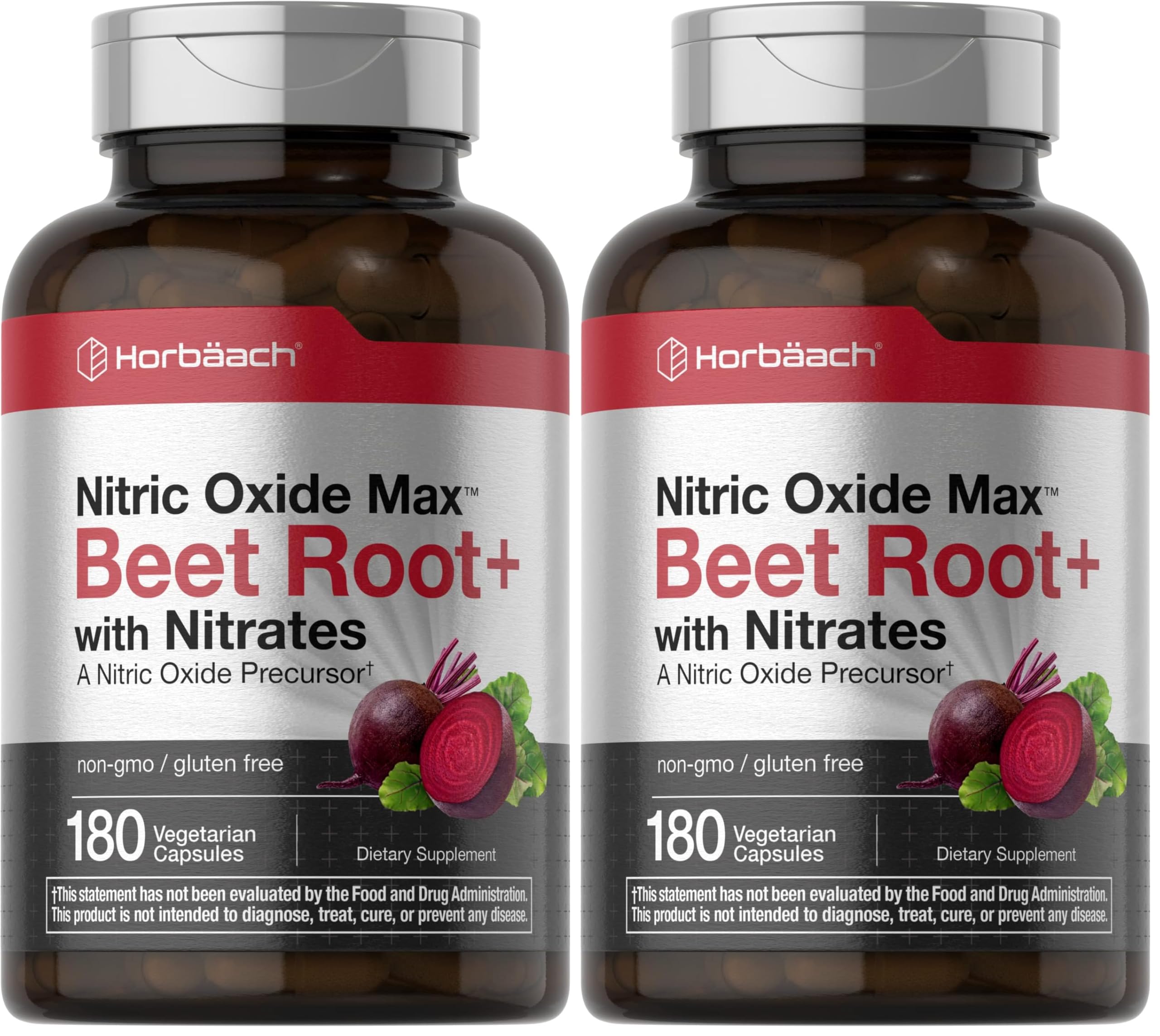 Horbäach Nitric Oxide Beet Root Capsules bottle front view