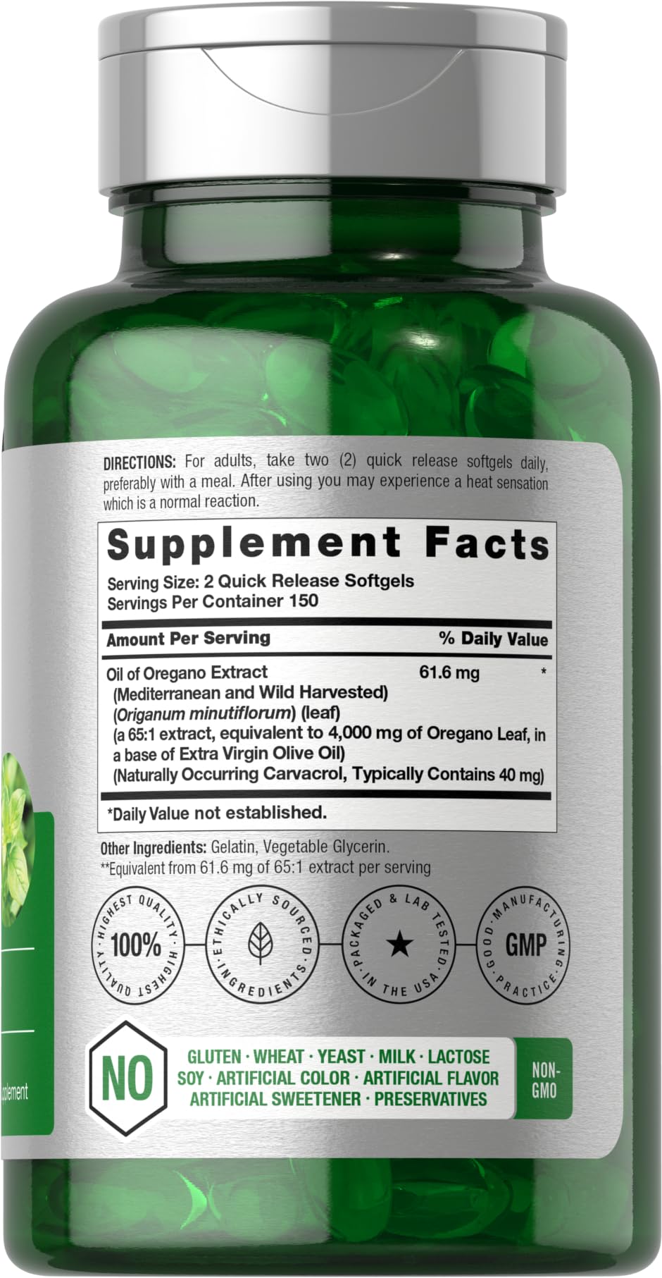 Close-up of Horbäach Oregano Oil 4000mg softgel capsules