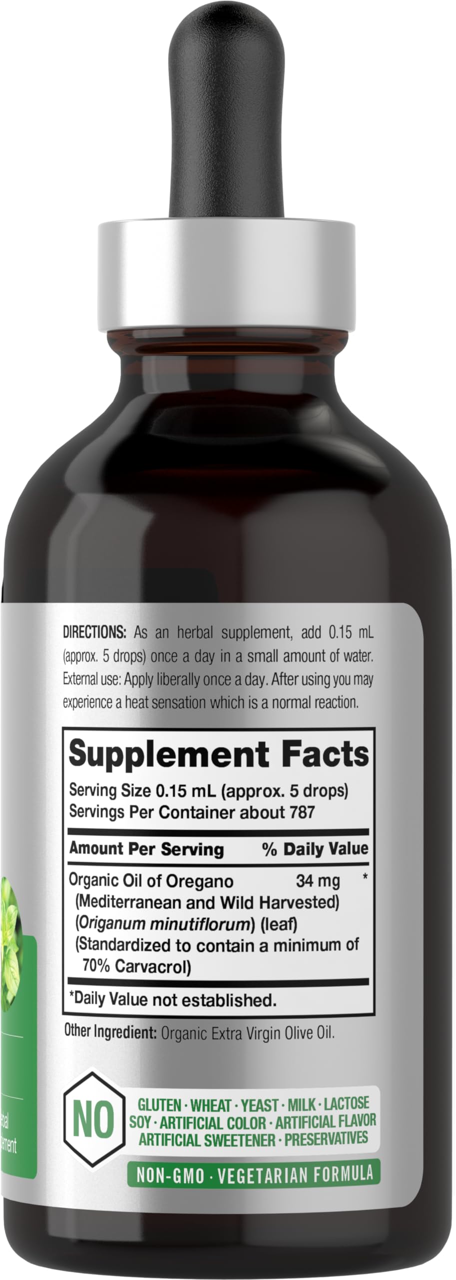 Dropper dispensing oregano oil drops