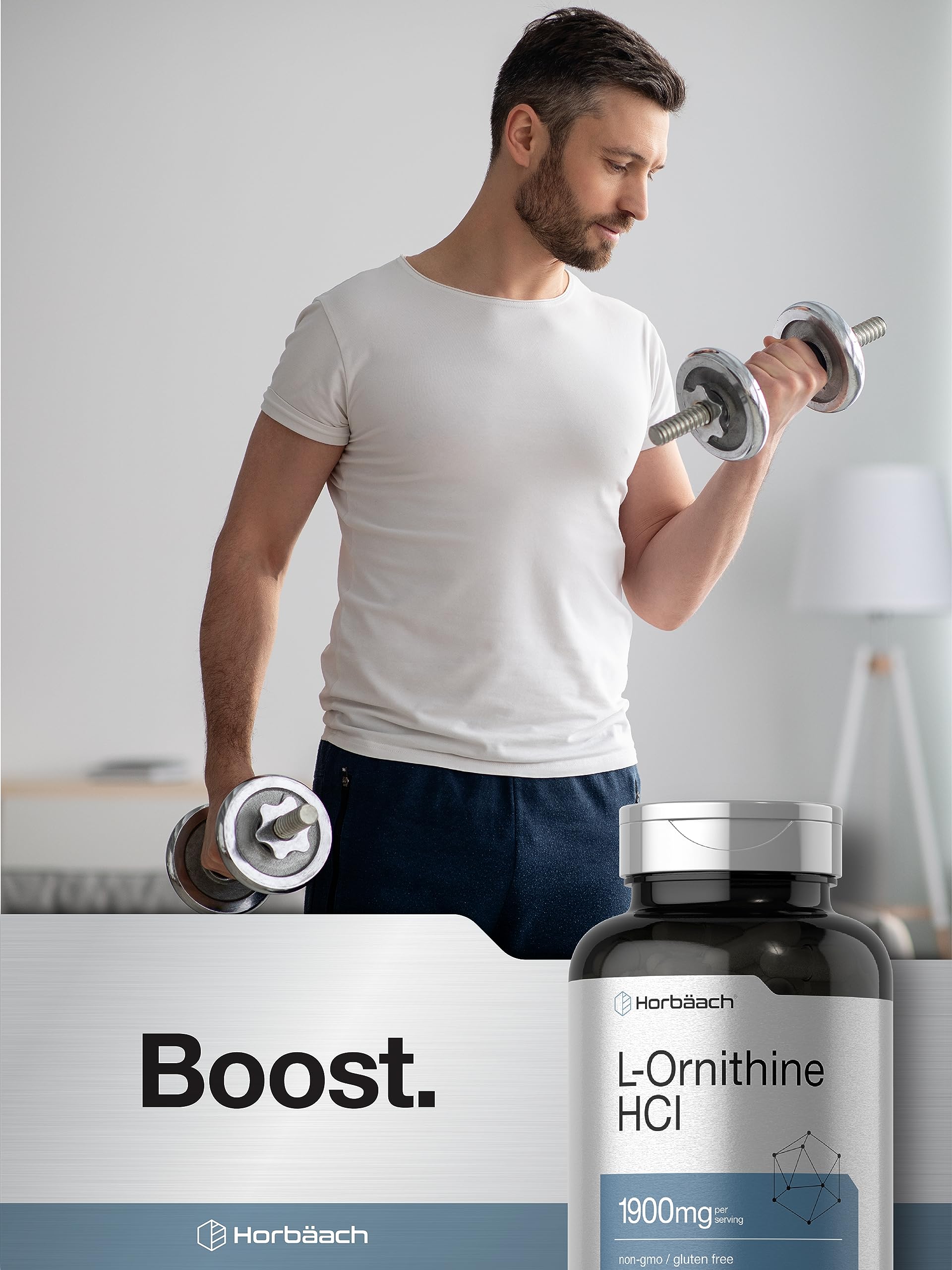 Horbaach L Ornithine HCl packaging with bottle