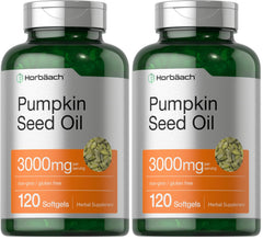 Horbäach Pumpkin Seed Oil bottle with 120 softgels – 3000 mg per serving