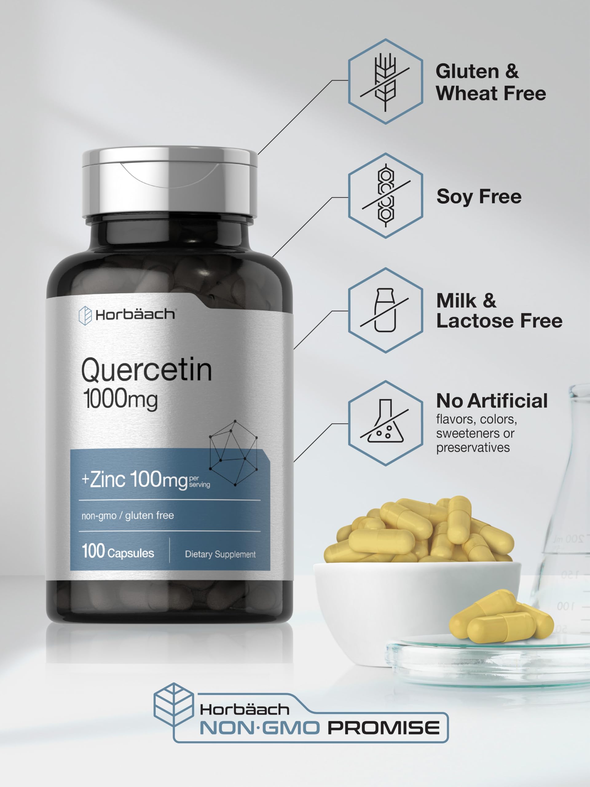 Quercetin capsules with zinc information