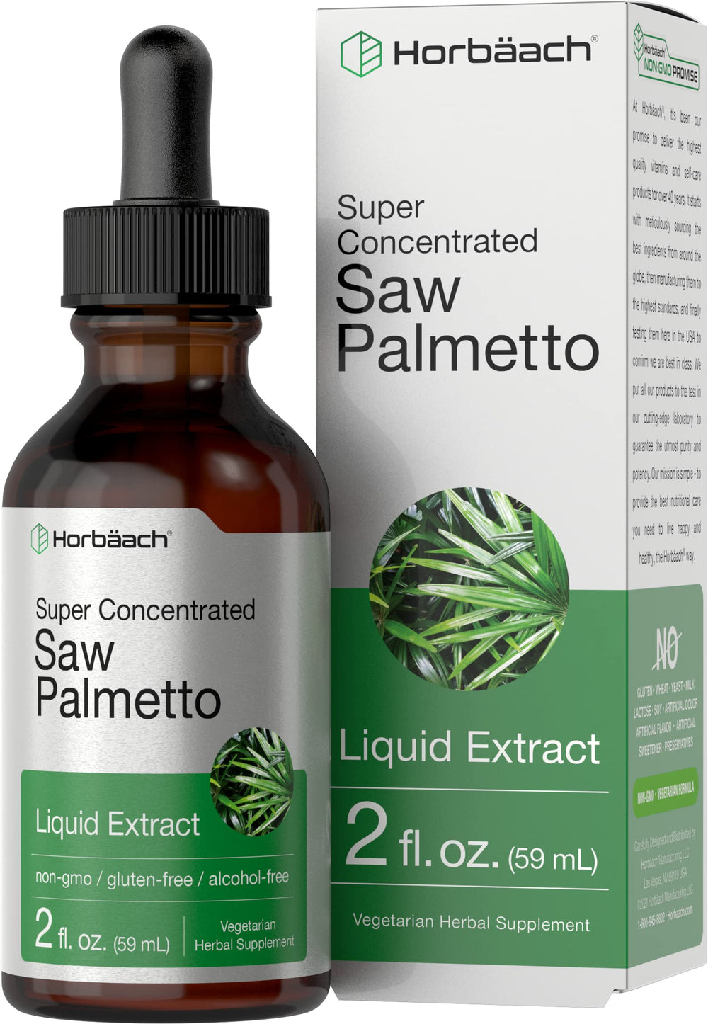 Horbaach Saw Palmetto Liquid Extract bottle - 2 fl oz