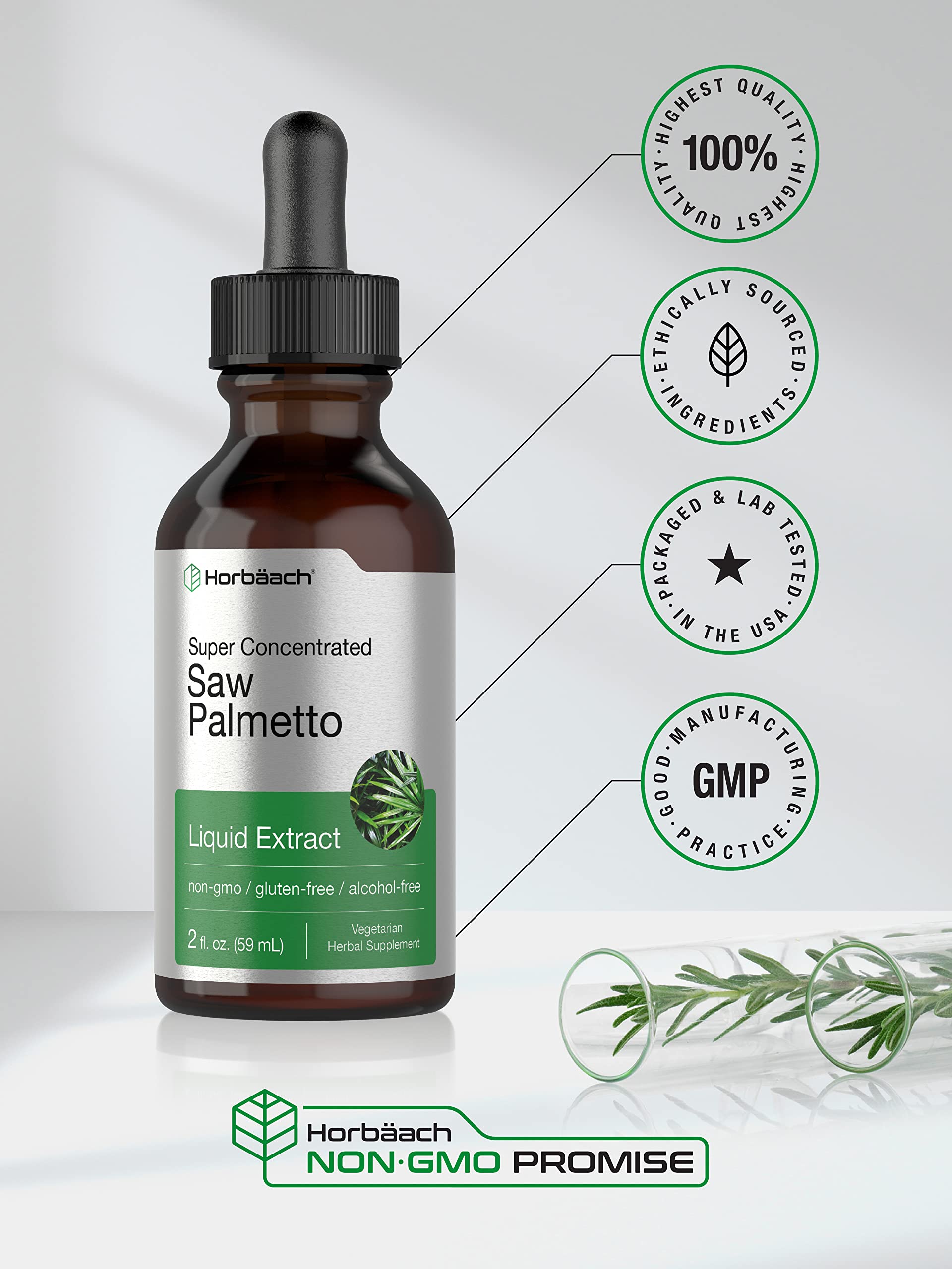 Packaging image showing Horbaach Saw Palmetto Liquid Extract