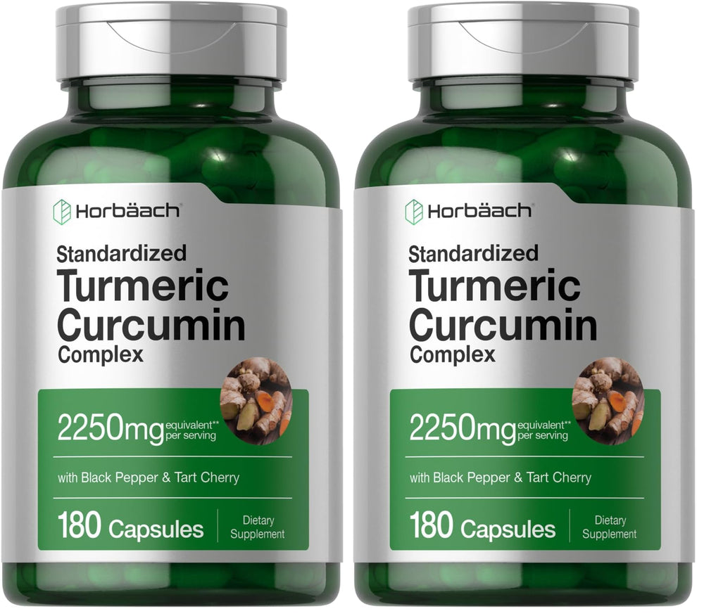 Horbäach Turmeric Curcumin 2250mg 180 capsules 2-pack front view