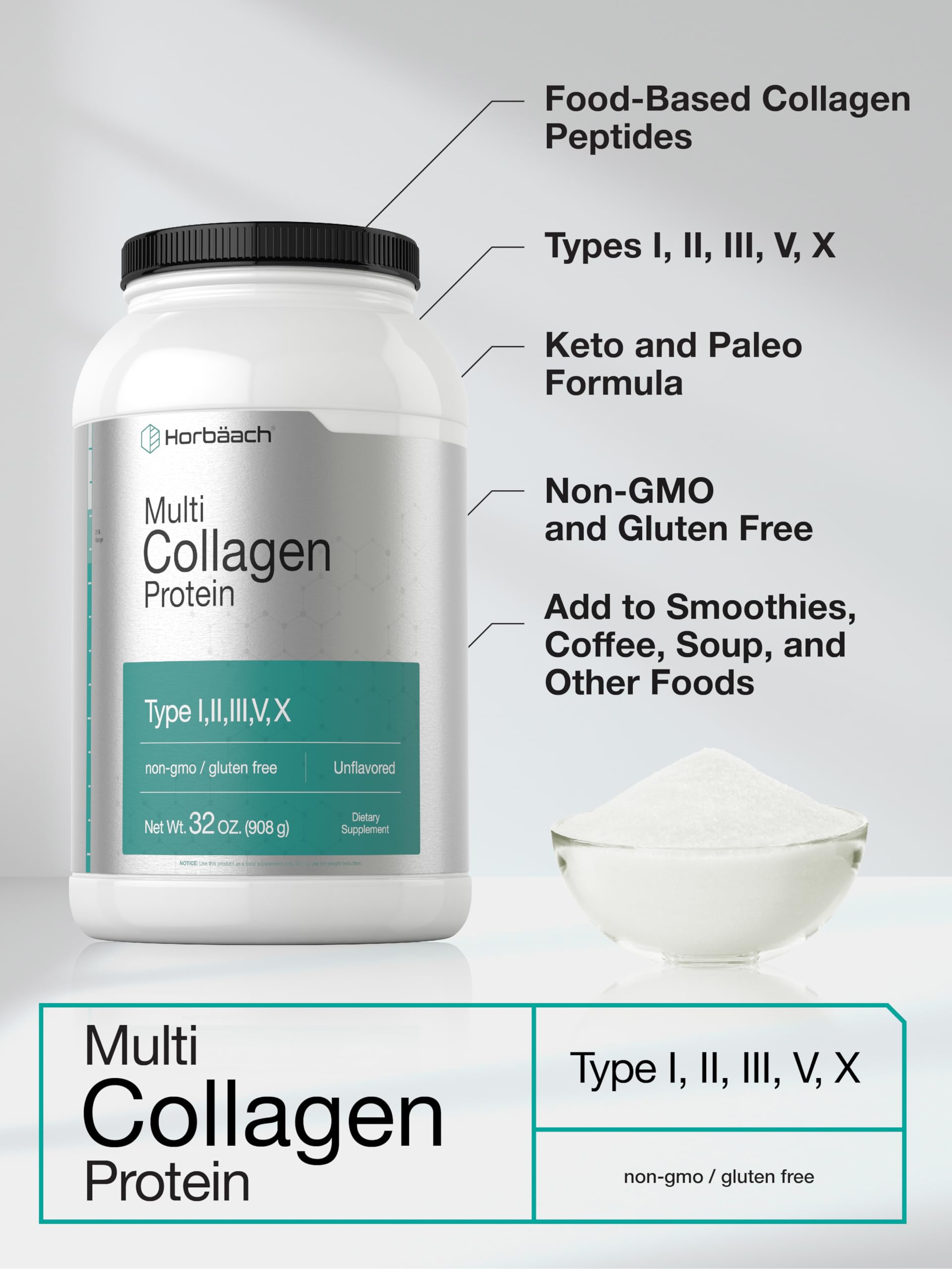 Unflavored collagen powder