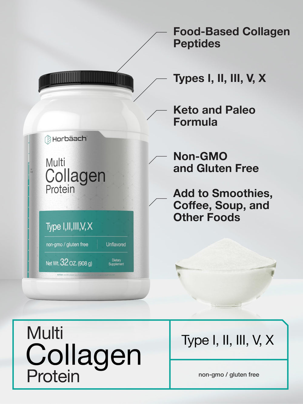 Unflavored collagen powder