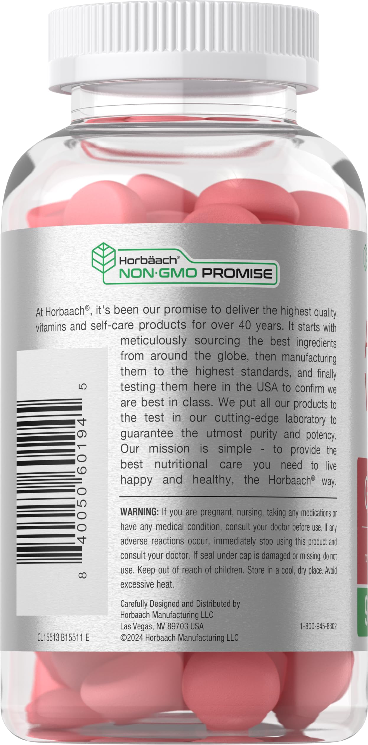 Close-up of Horbaach ACV gummy with apple flavor