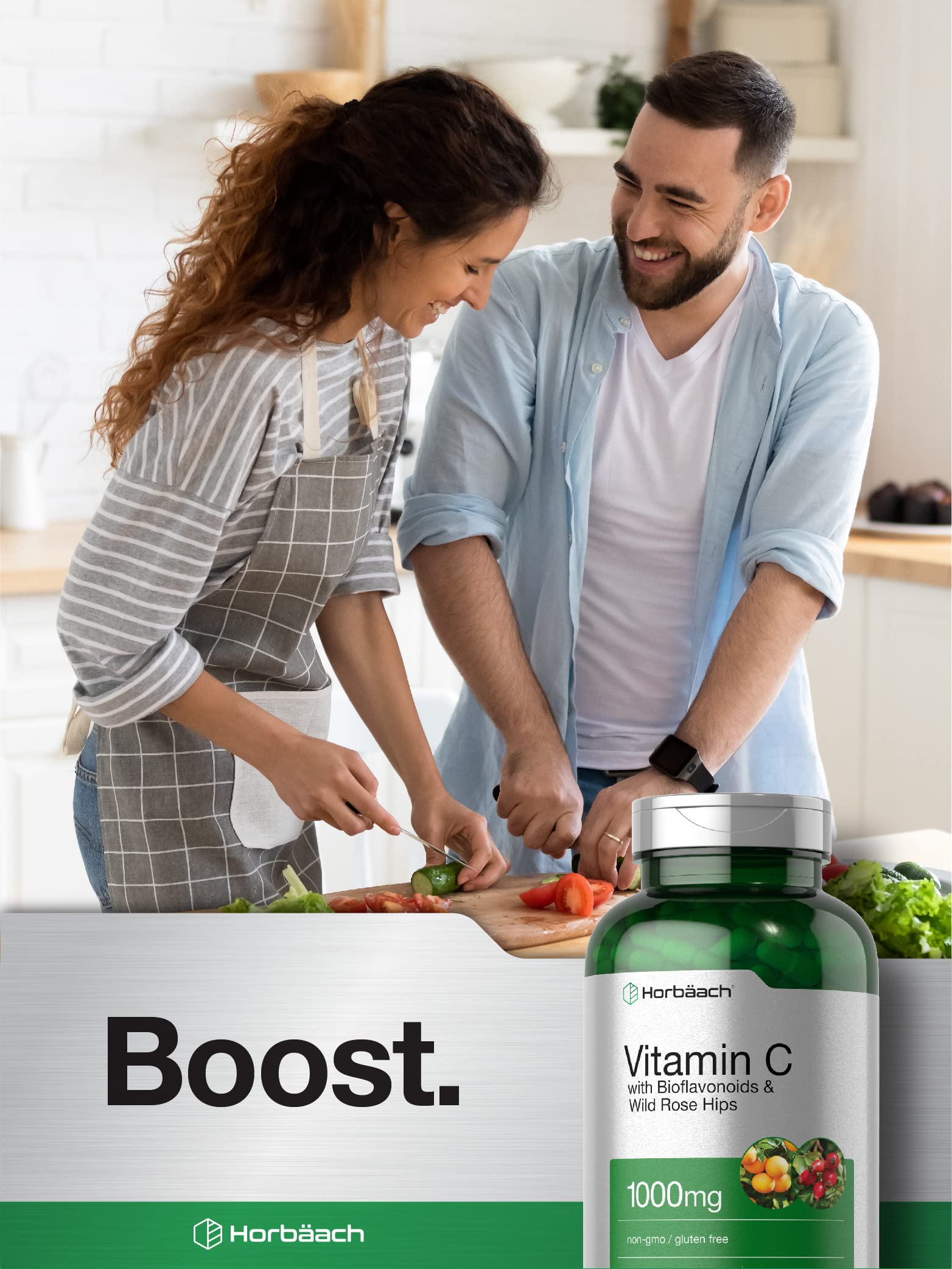 Supplement facts panel for Horbaach Vitamin C 1000mg