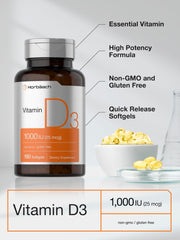 Daily value chart for Horbäach Vitamin D3 1000IU softgels