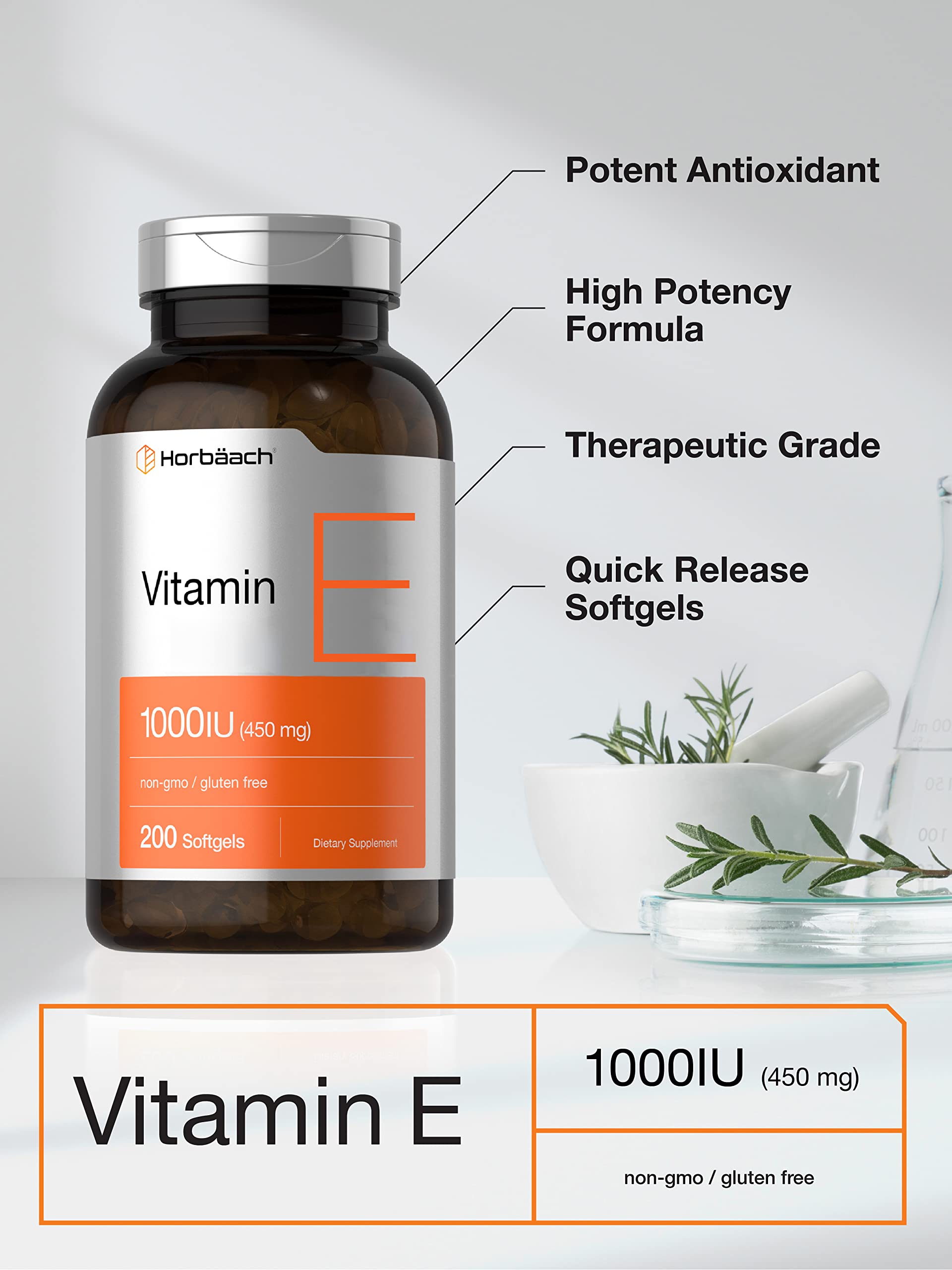 Label on Horbäach Vitamin E 1000 IU bottle
