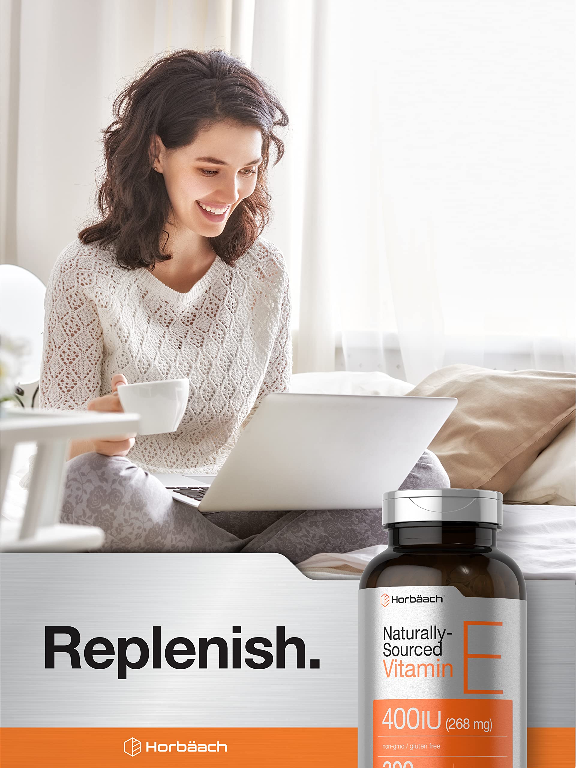 Gluten-free and GMO-free seal on Horbaach Vitamin E