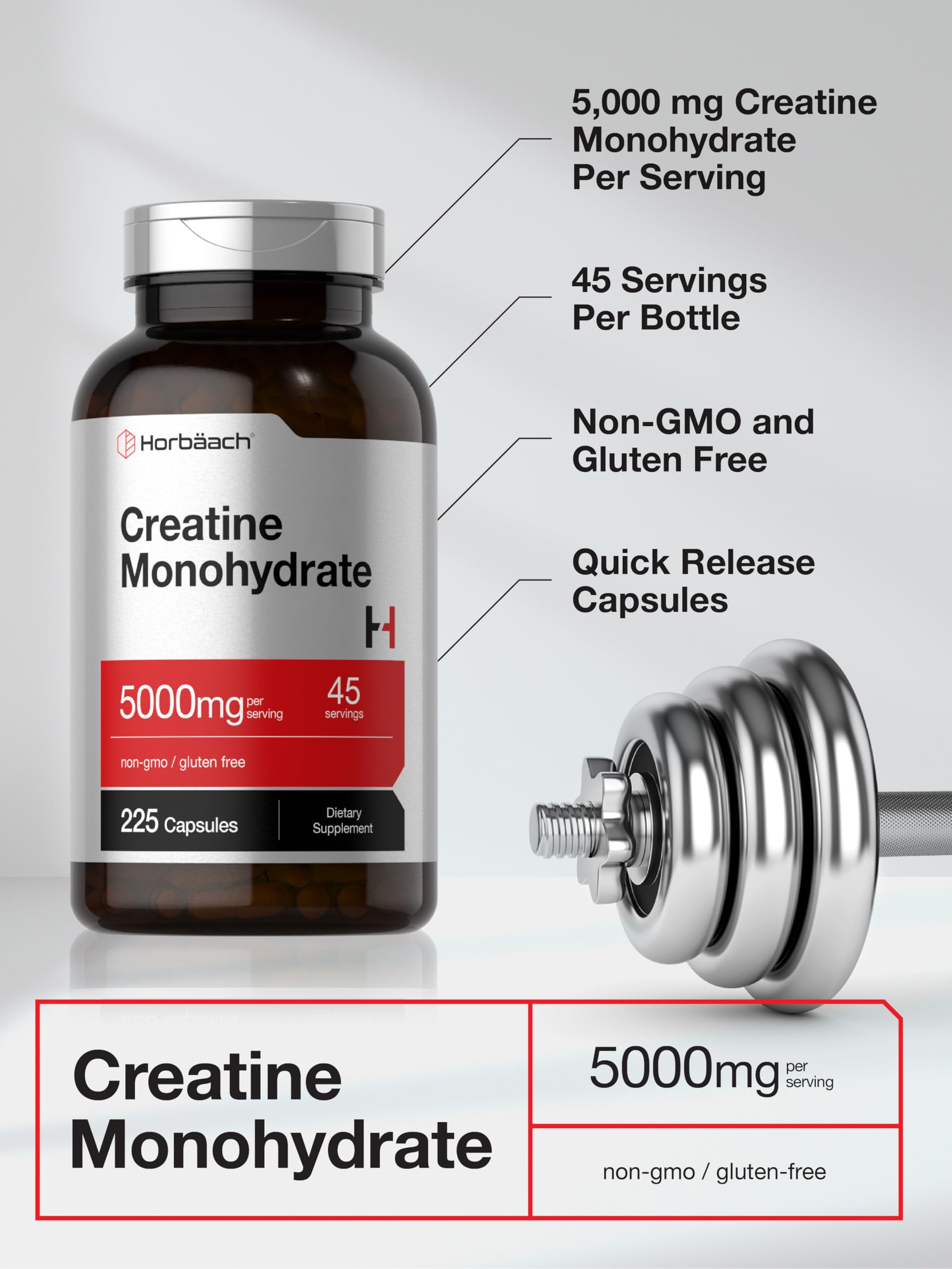 Supplement facts panel for Horbäach Creatine Monohydrate