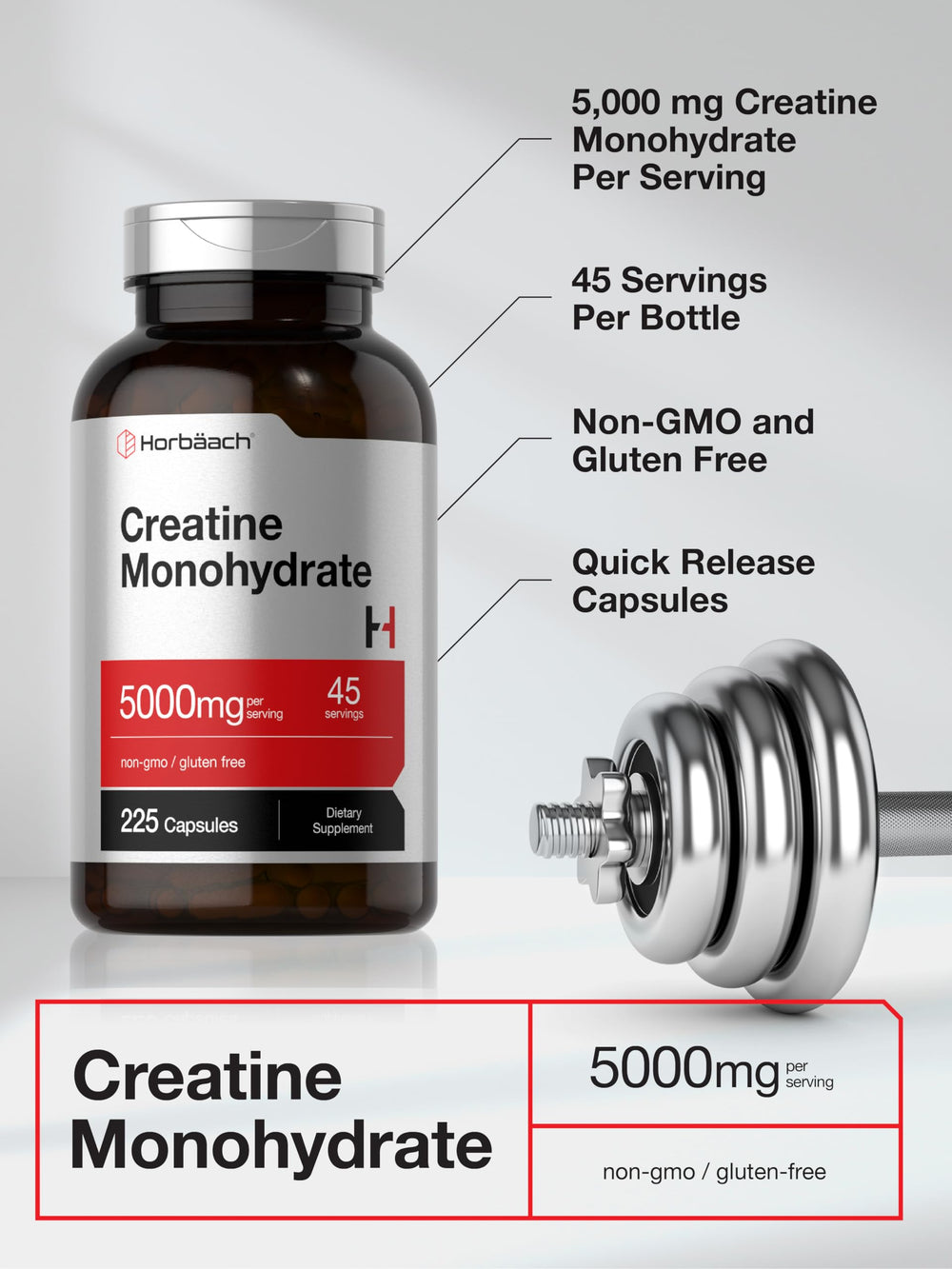 Supplement facts panel for Horbäach Creatine Monohydrate