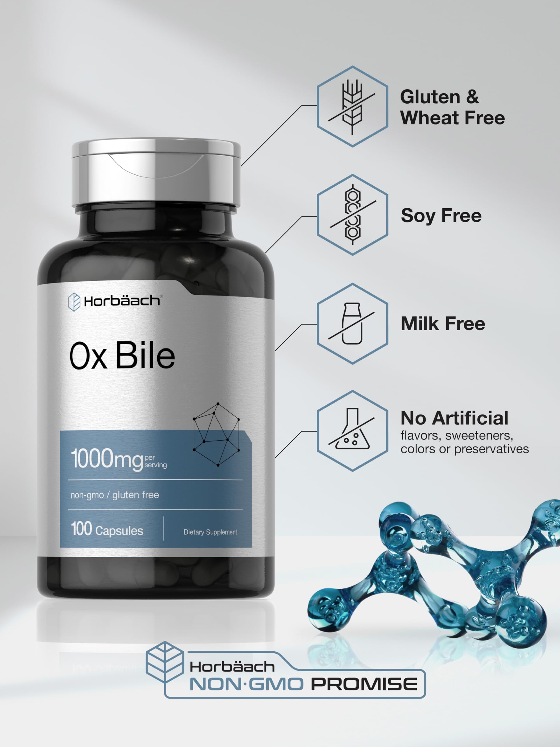 Ingredients panel of Horbäach Ox Bile Supplement
