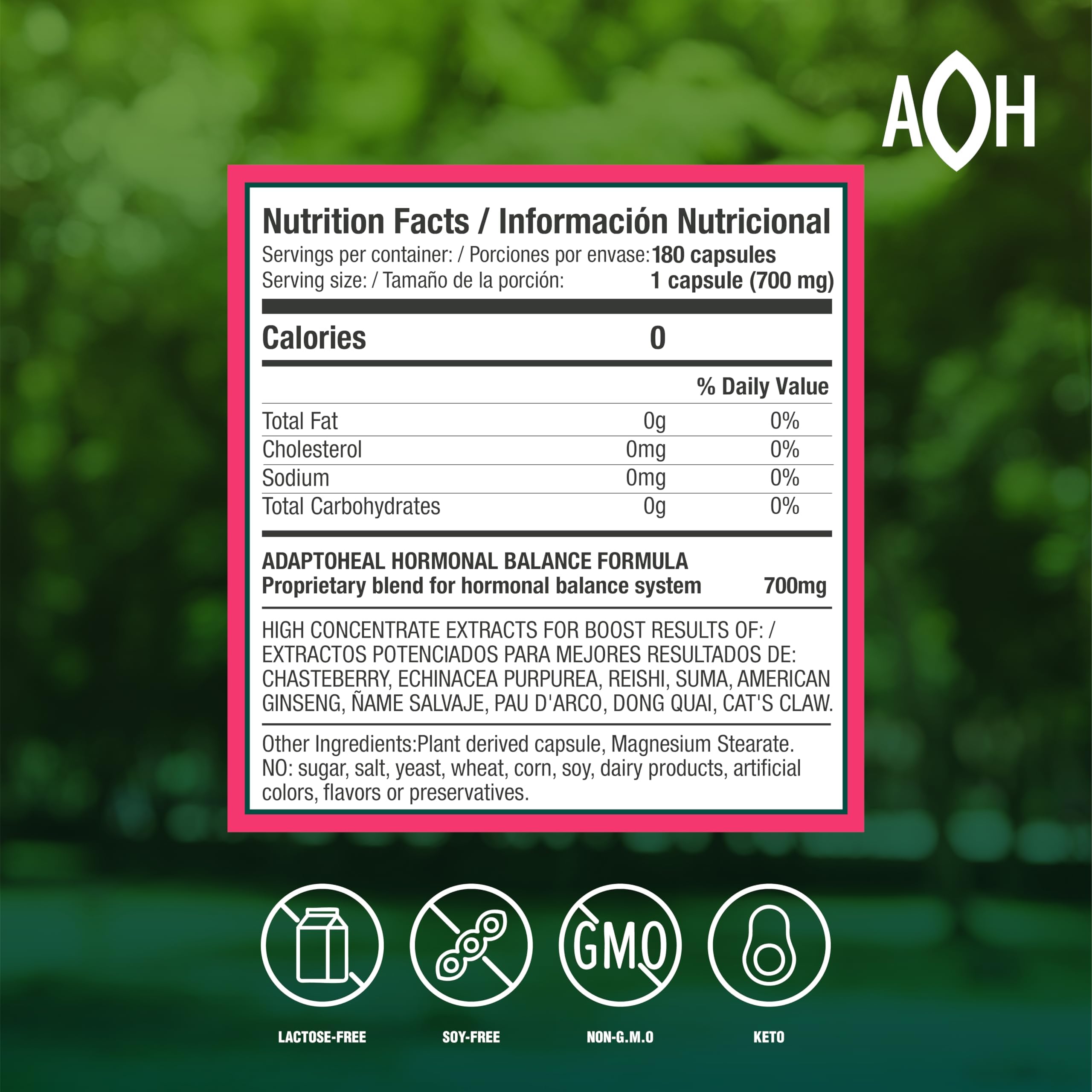 Hormobalance label highlighting vegan capsules