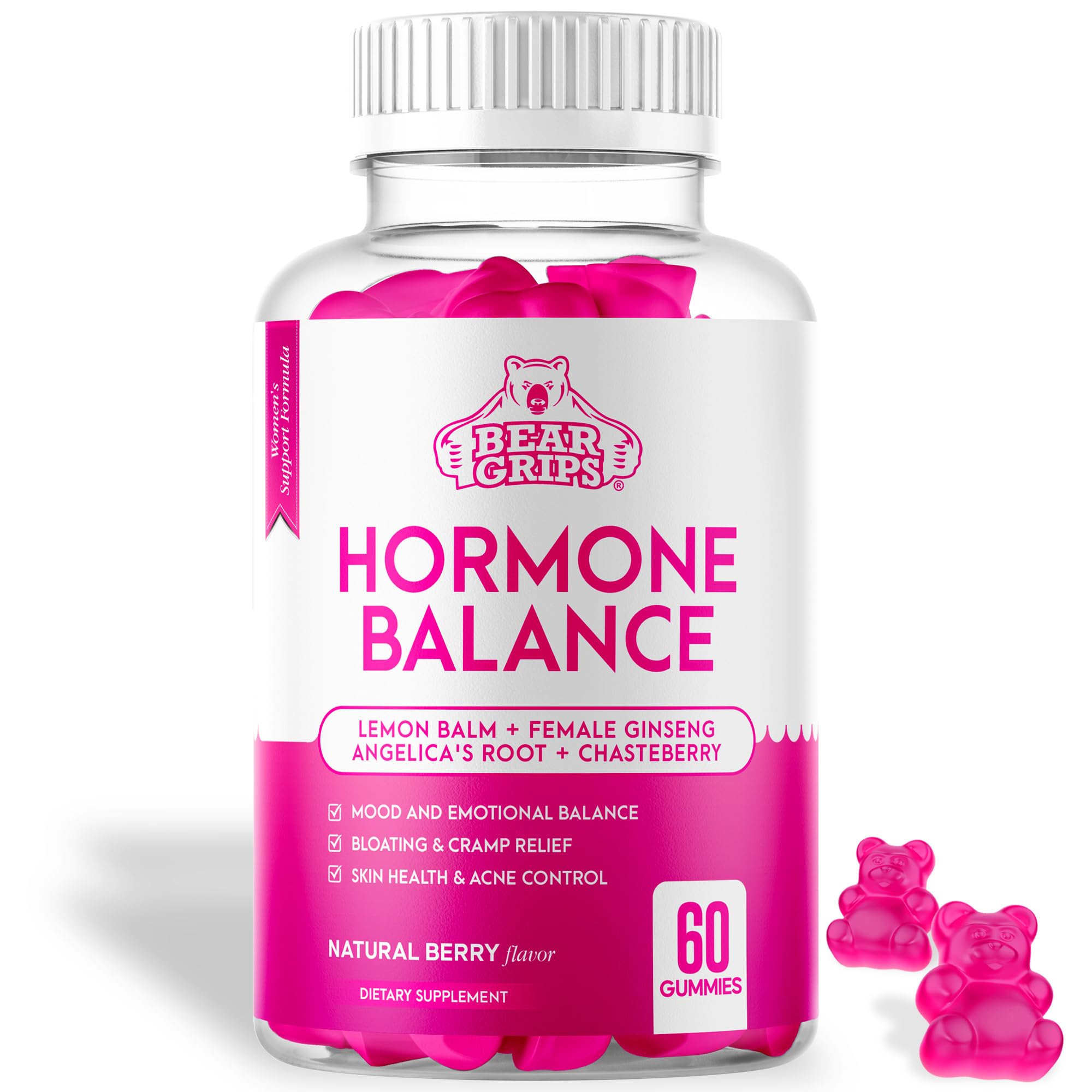 Berry-flavored Hormone Balance Gummies in a bottle