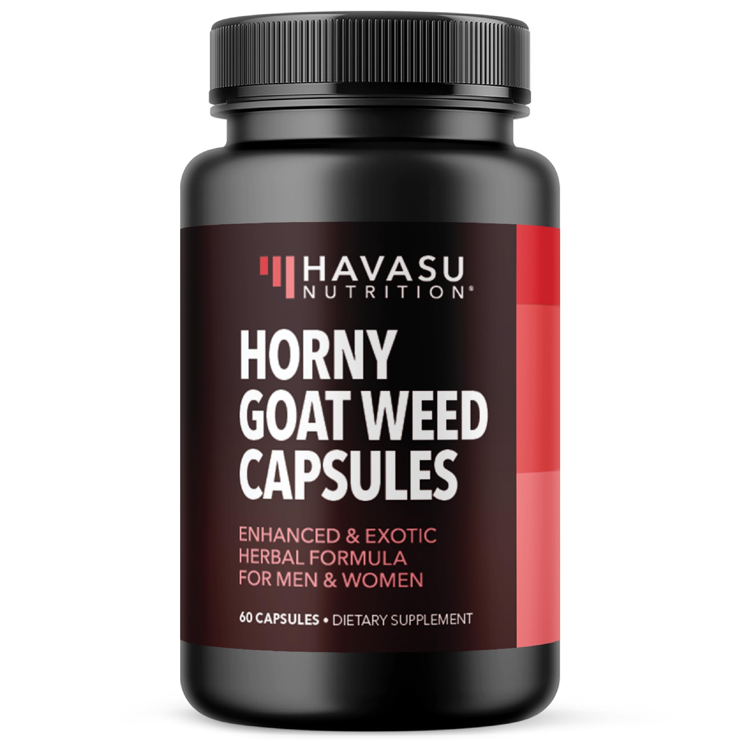 Bottle of Horny Goat Weed capsules, 60-count